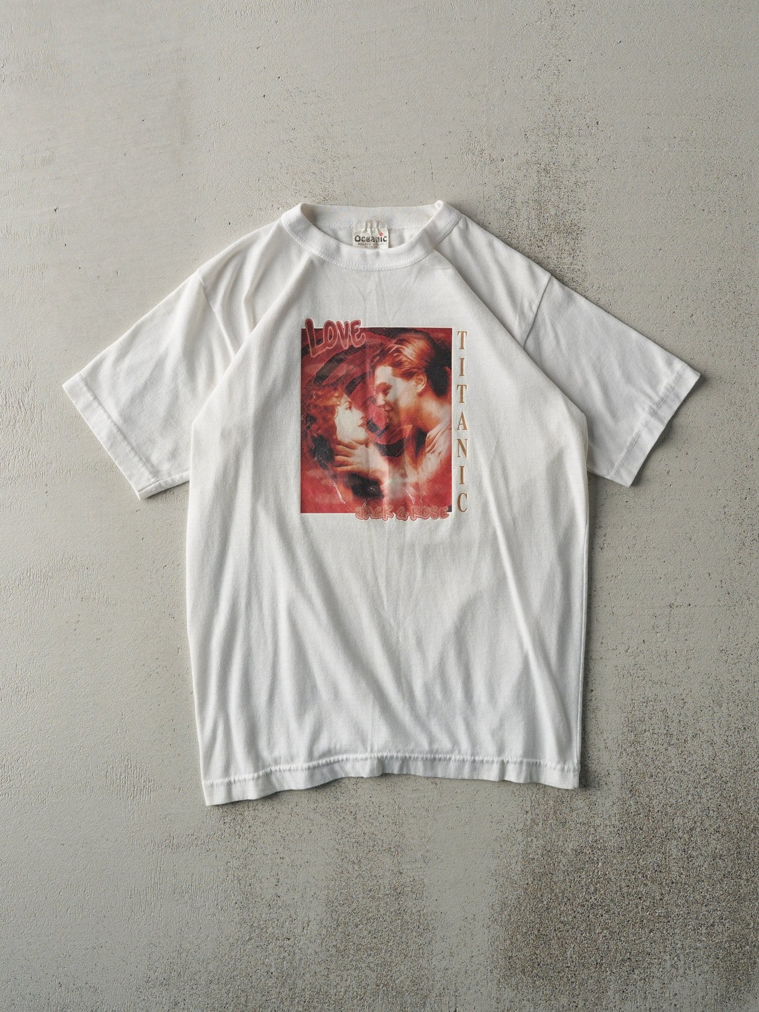 Vintage 90s White Bootleg Titanic Graphic Tee (XS)