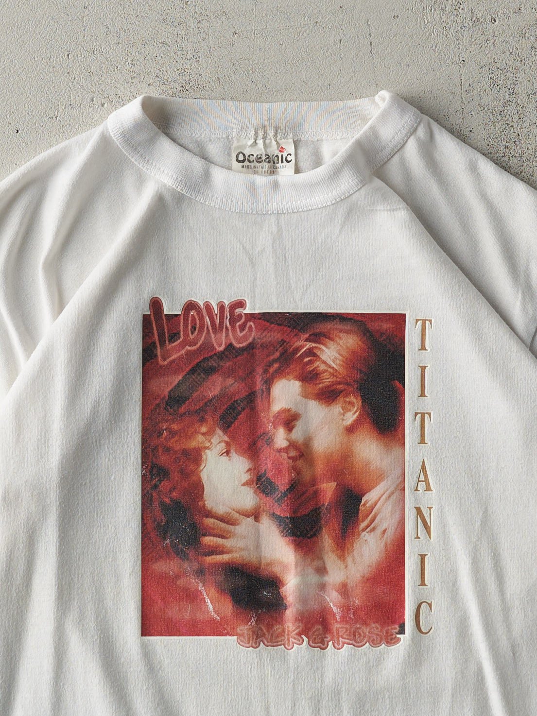 Vintage 90s White Bootleg Titanic Graphic Tee (XS)