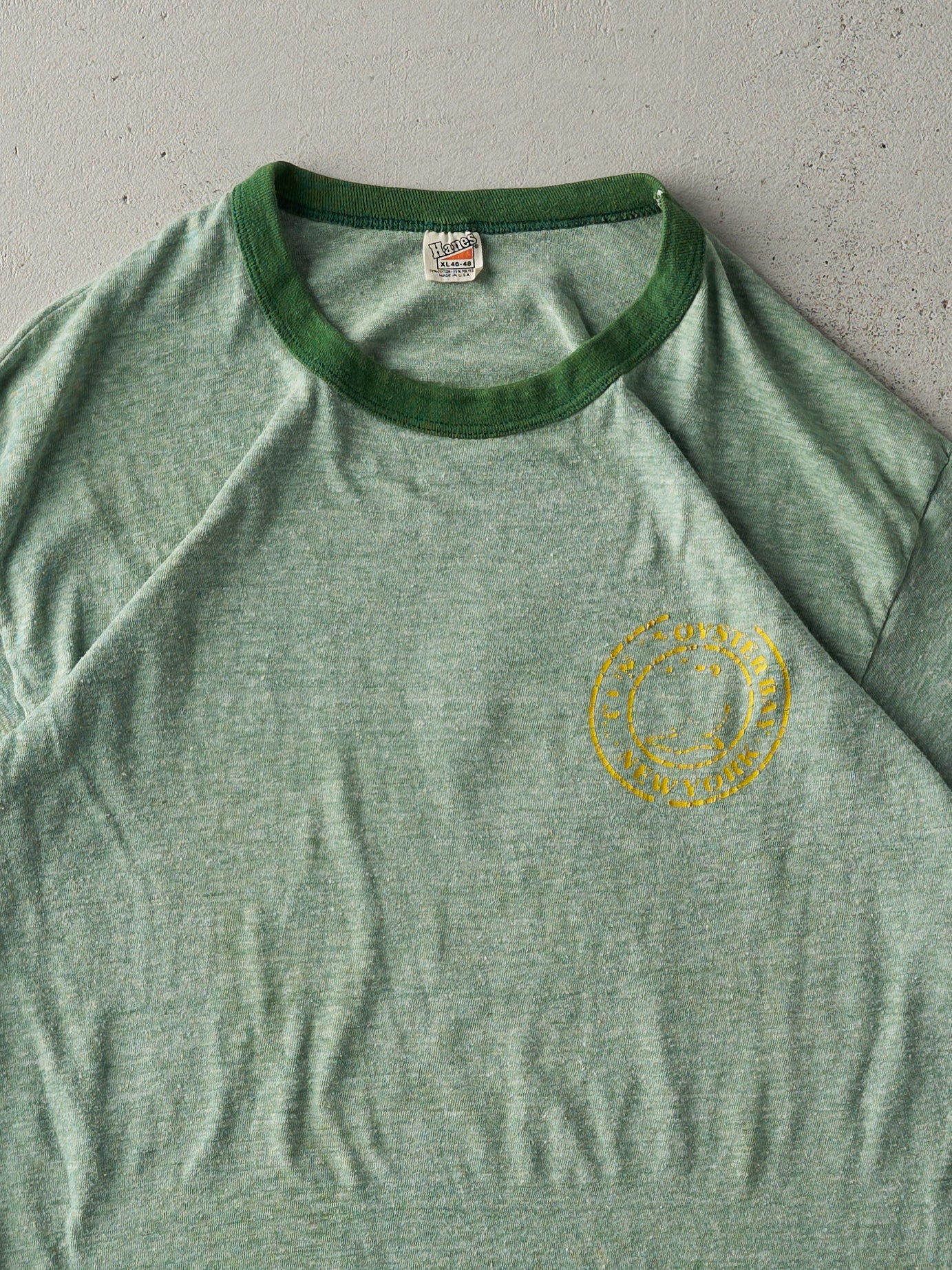 Vintage 70s Green Oyster Bay New York Ringer Tee (M)