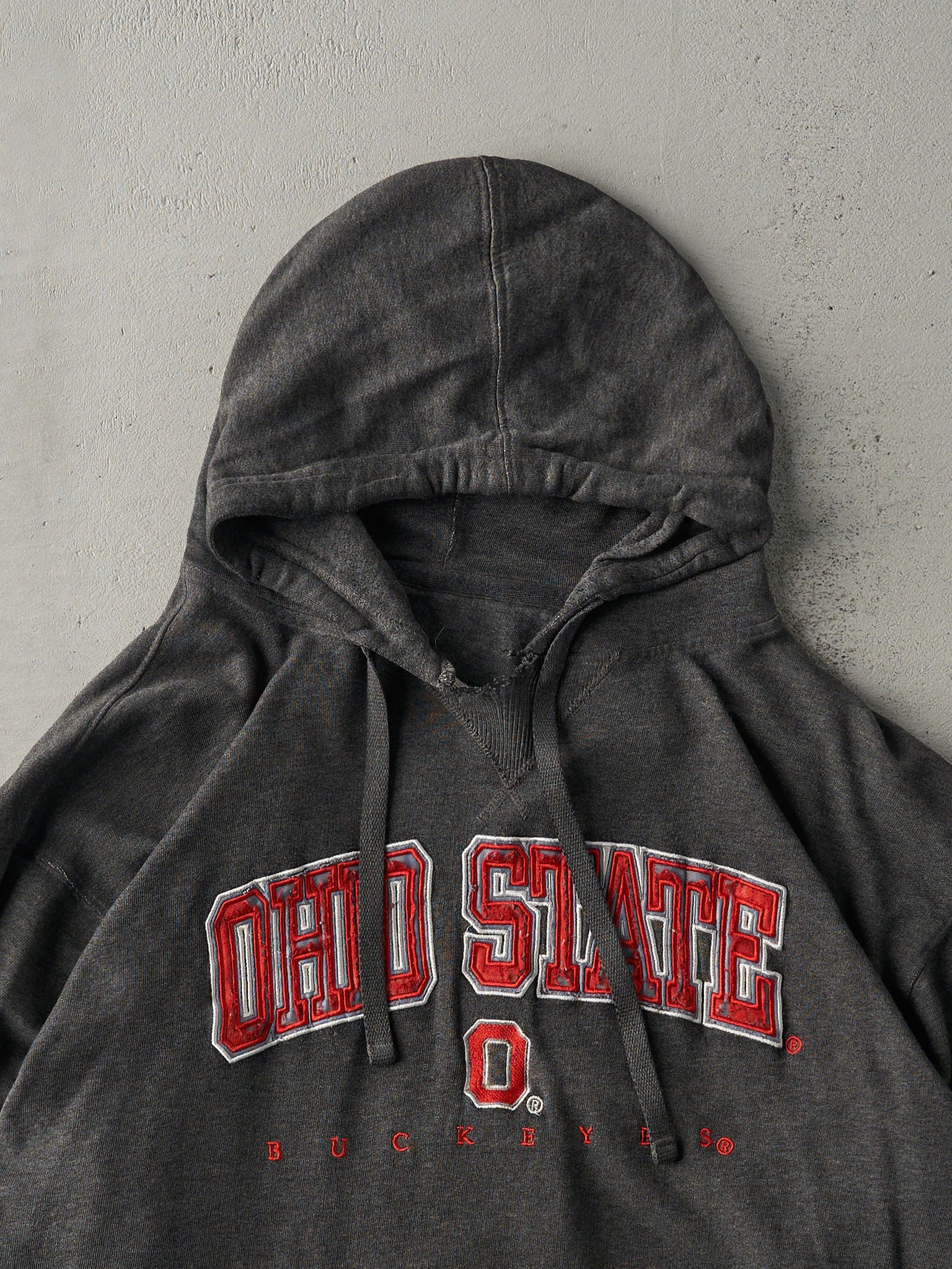 Vintage Y2K Grey Ohio State Buckeyes Embroidered Hoodie (L)