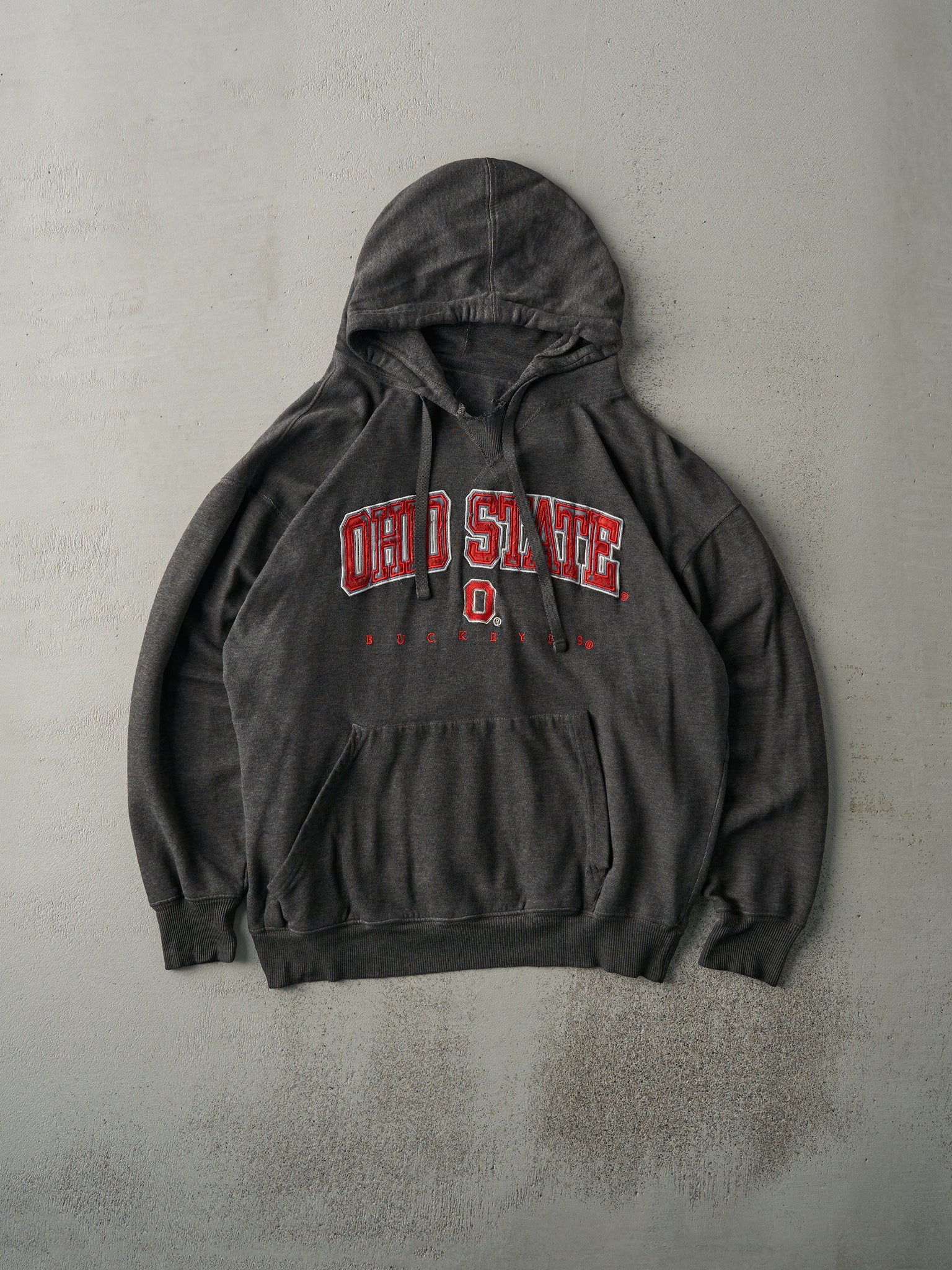 Vintage Y2K Grey Ohio State Buckeyes Embroidered Hoodie (L)