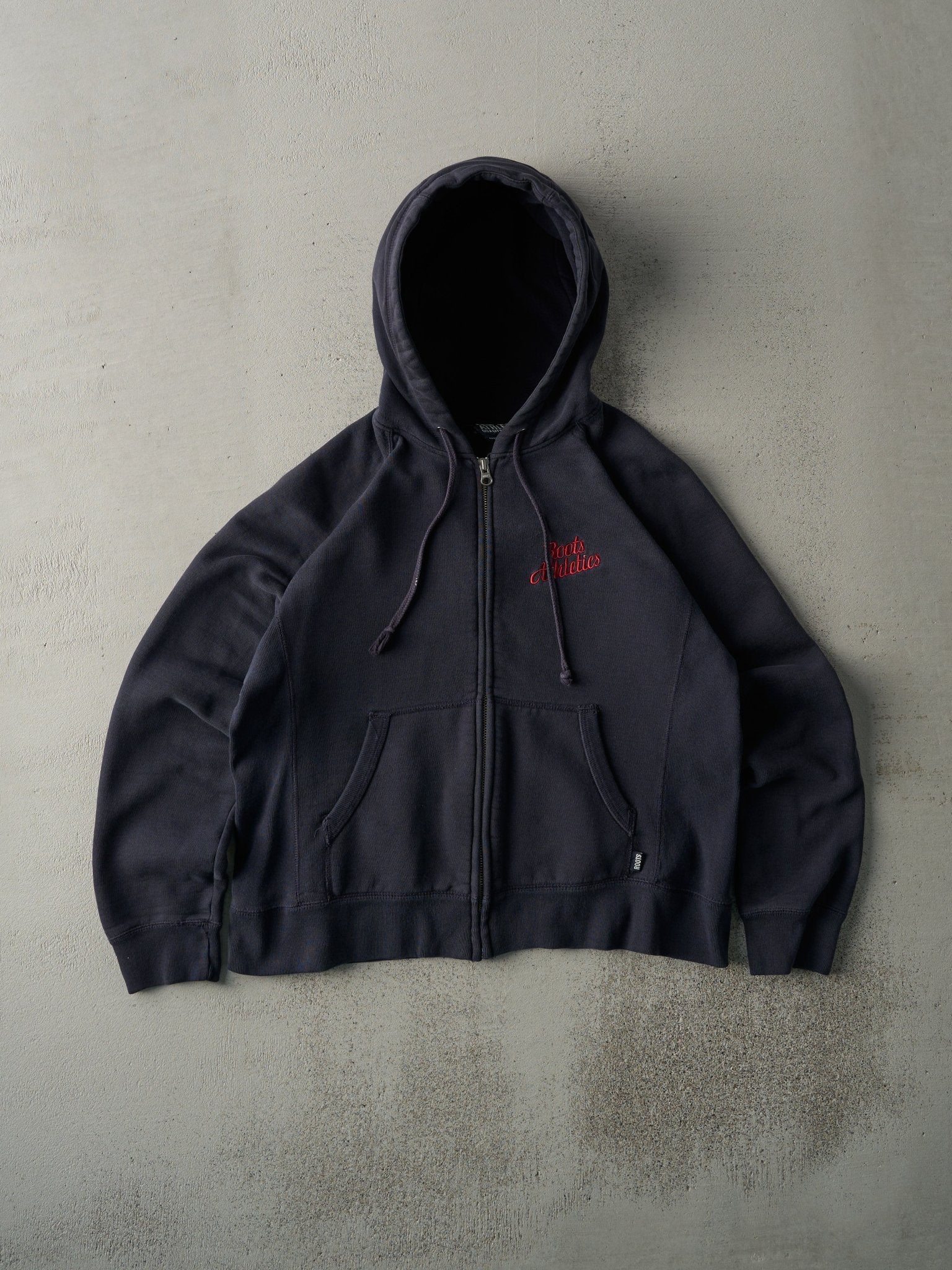 Vintage Y2K Navy Blue Roots Zip Up Boxy Hoodie (S/M)