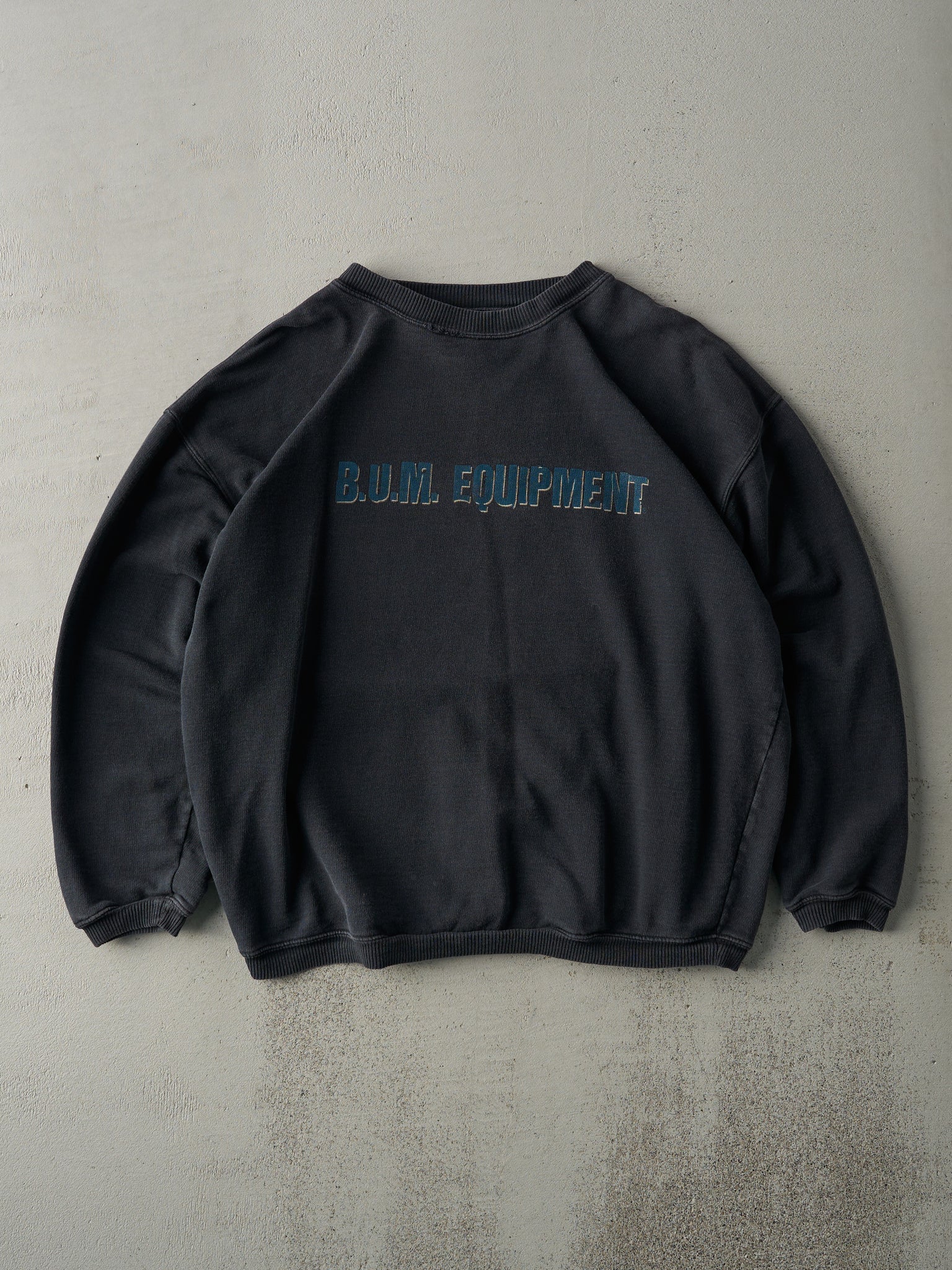 Vintage 90s Faded Black Bum Equipment Boxy Crewneck (L)