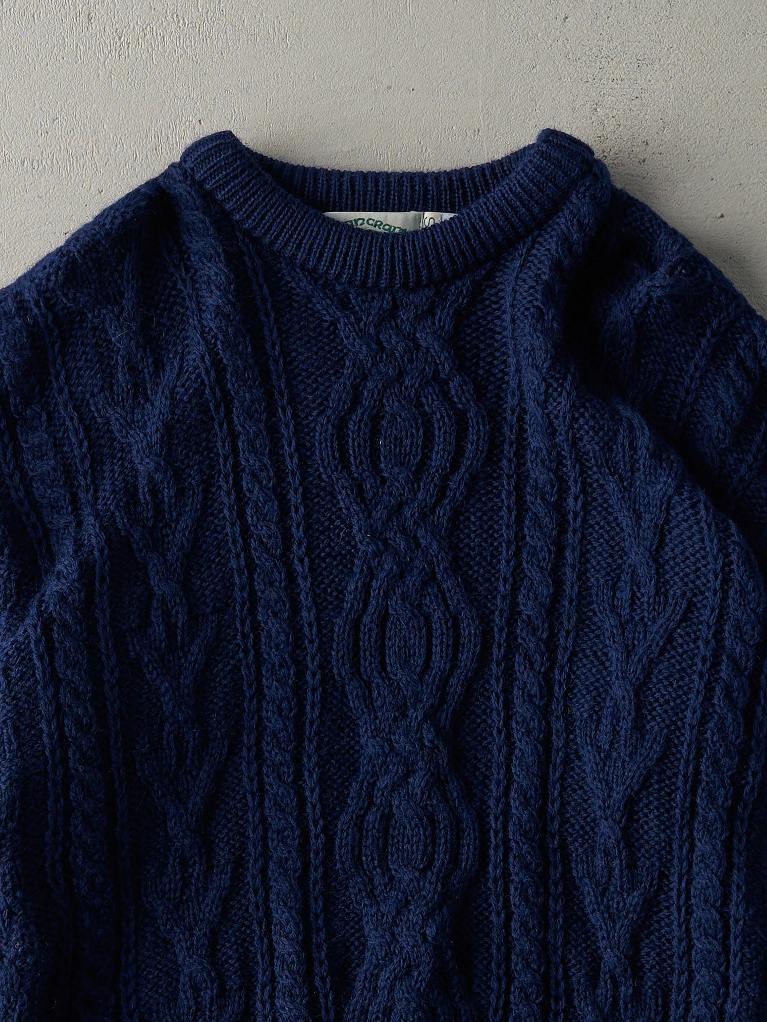 Vintage 80s Navy Blue Knit Patterned Sweater (M)