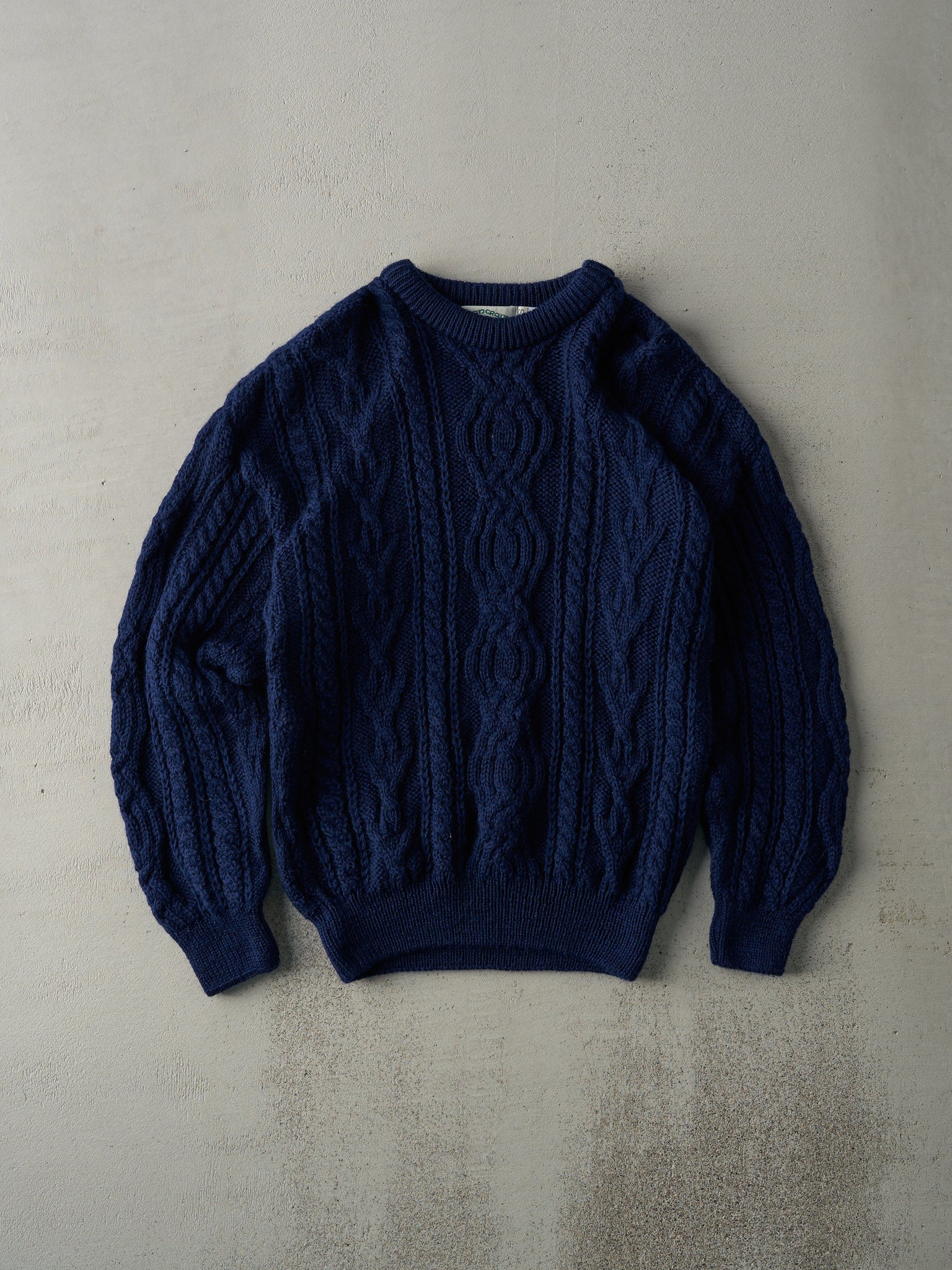 Vintage 80s Navy Blue Knit Patterned Sweater (M)