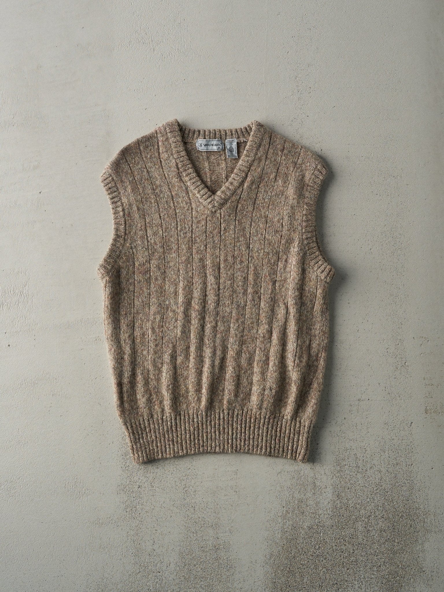 Vintage 80s Light Brown Knit Vest (S)