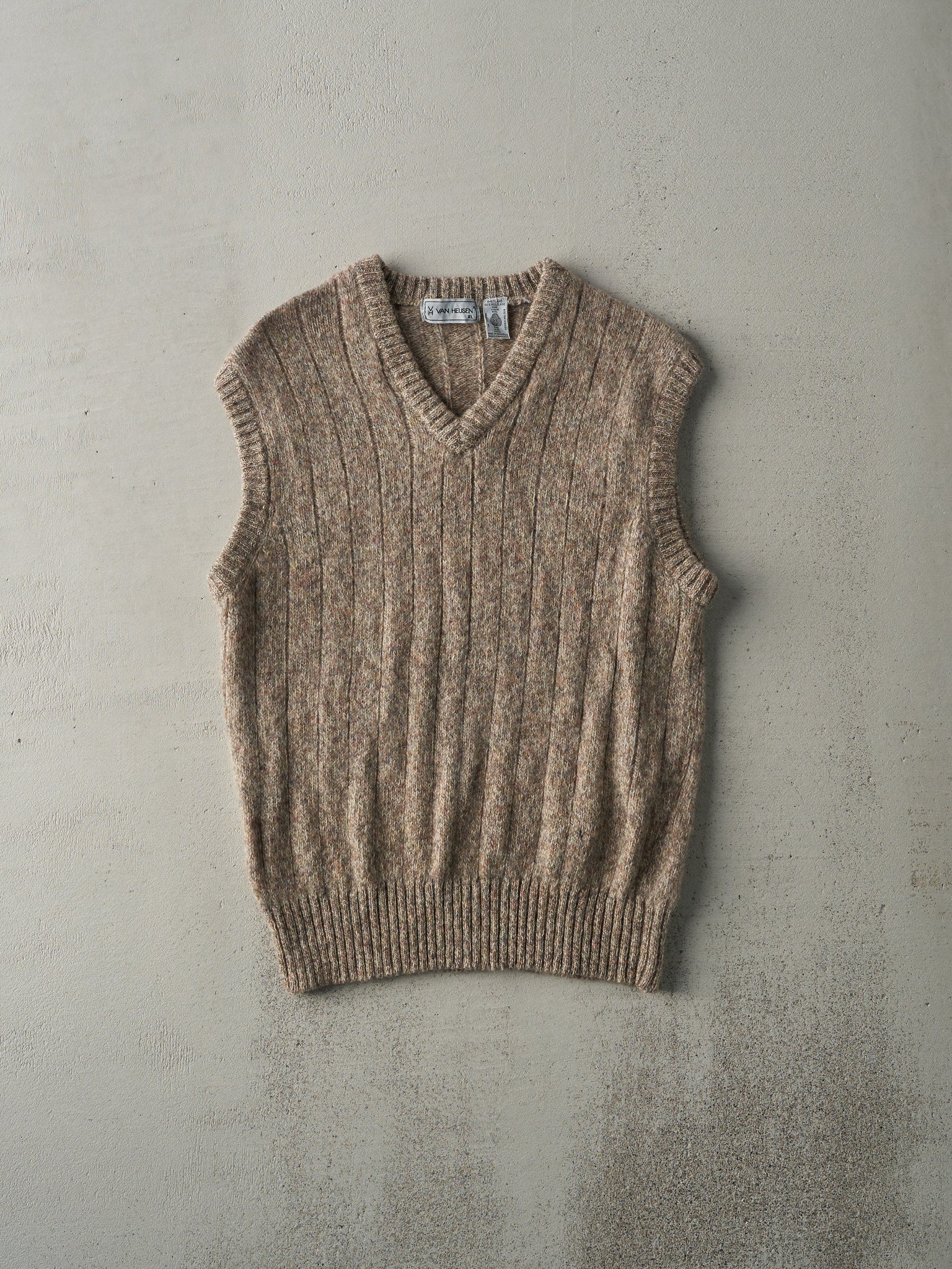 Vintage 80s Light Brown Knit Vest (S)