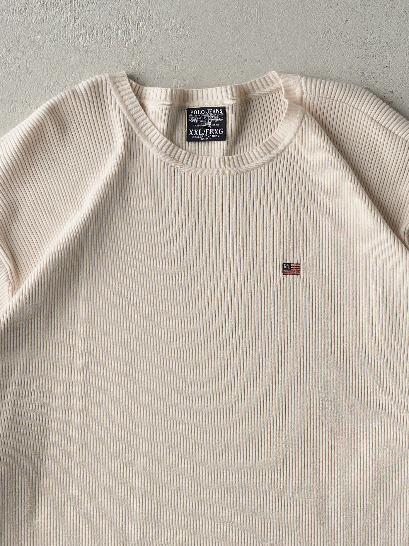 Vintage 90s Light Beige Knit Sweater (L)