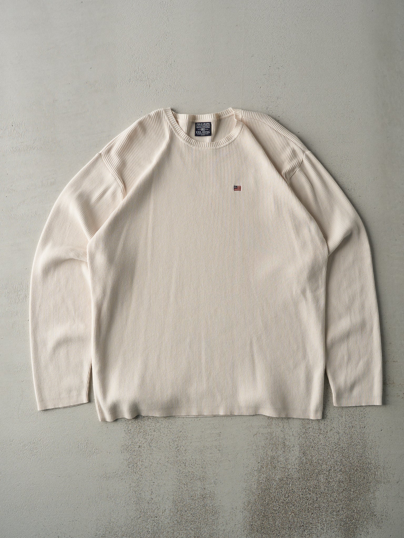 Vintage 90s Light Beige Knit Sweater (L)