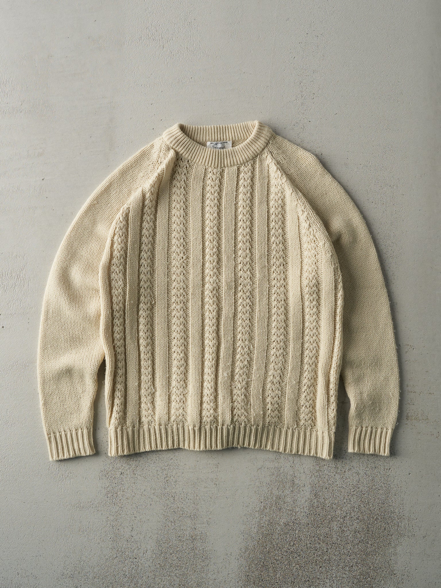Vintage 80s Cream Knit Patterned Sweater (M) Rebalance Vintage