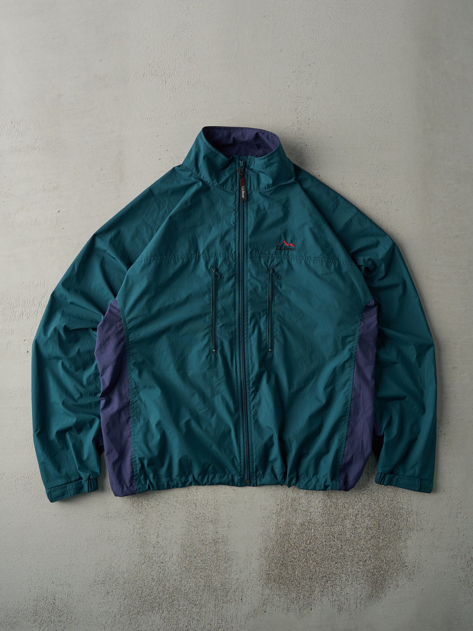 Vintage 90s Green and Navy LL Bean Windbreaker Jacket (L)