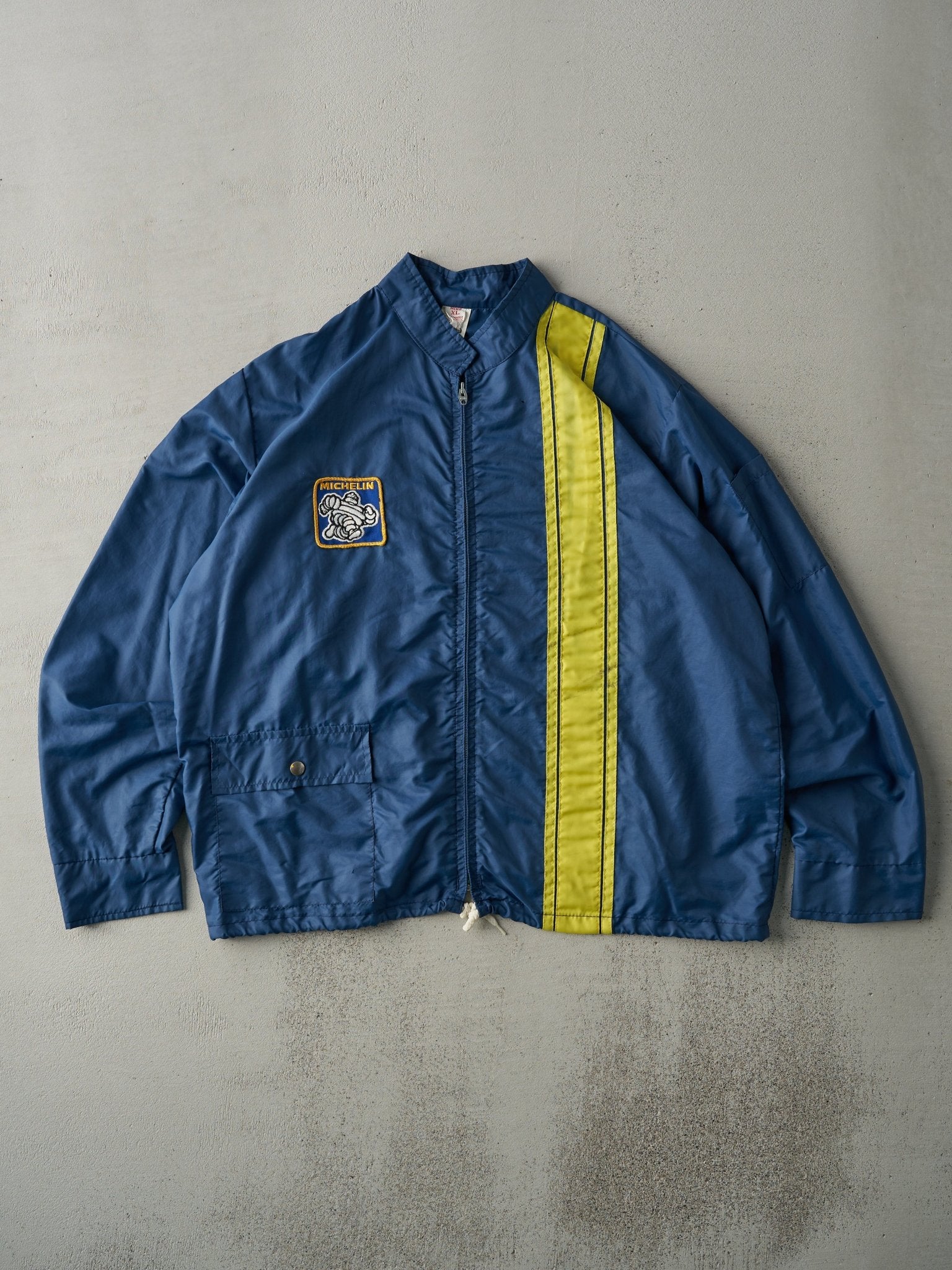 Vintage 80s Navy and Yellow Michelin Tires Windbreaker Jacket (L)