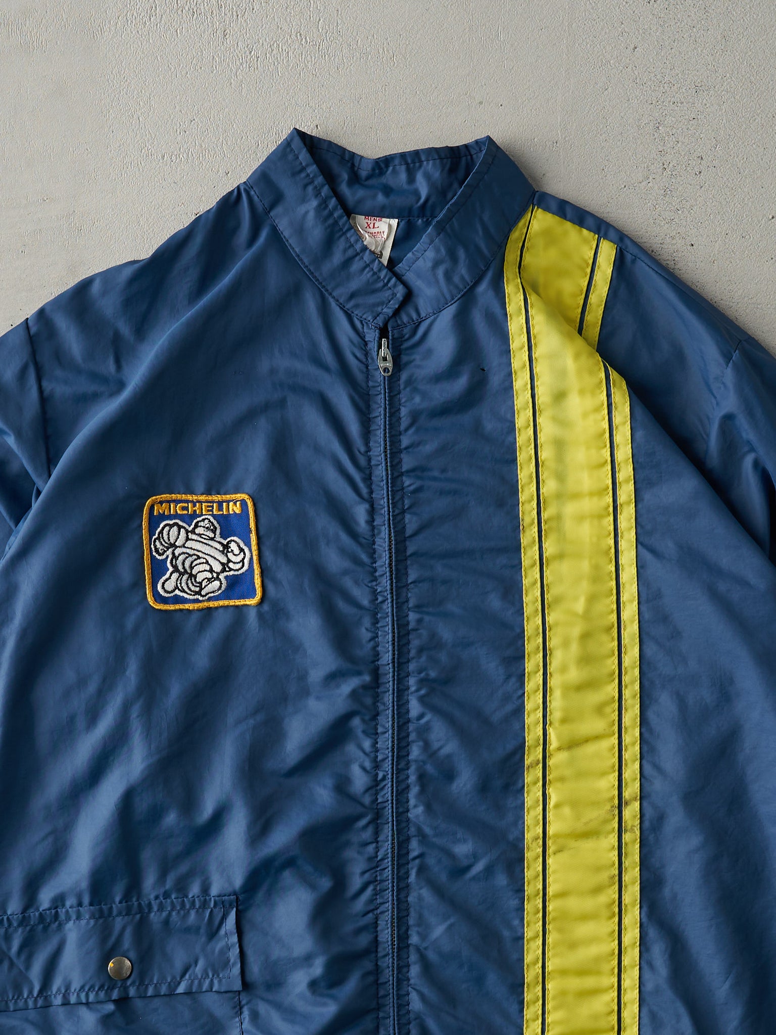 Vintage 80s Navy and Yellow Michelin Tires Windbreaker Jacket (L)