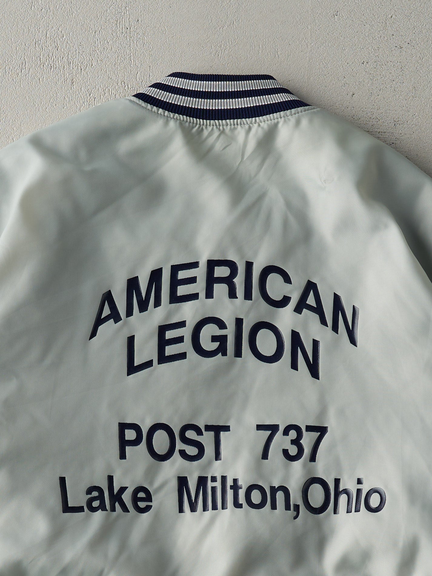 Vintage 70s Silver American Legion Ohio Bomber Jacket (L)