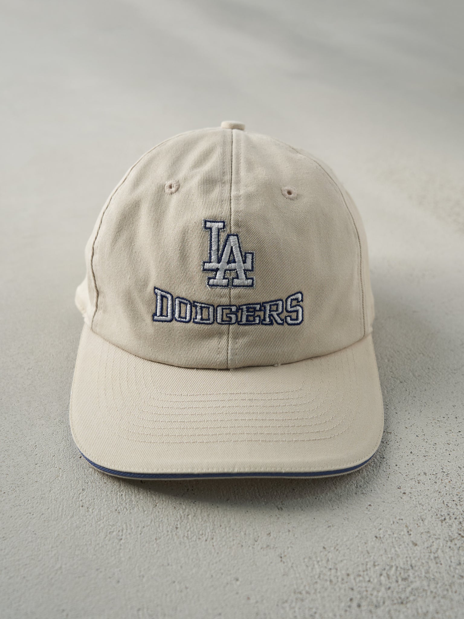 Vintage 90s Beige LA Dodgers Strap Back Hat