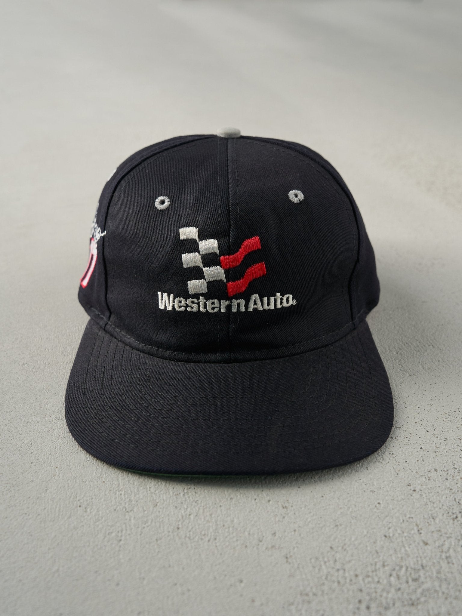 Vintage 90s Black Darrell Waltrip Nascar Racing Snap Back Hat