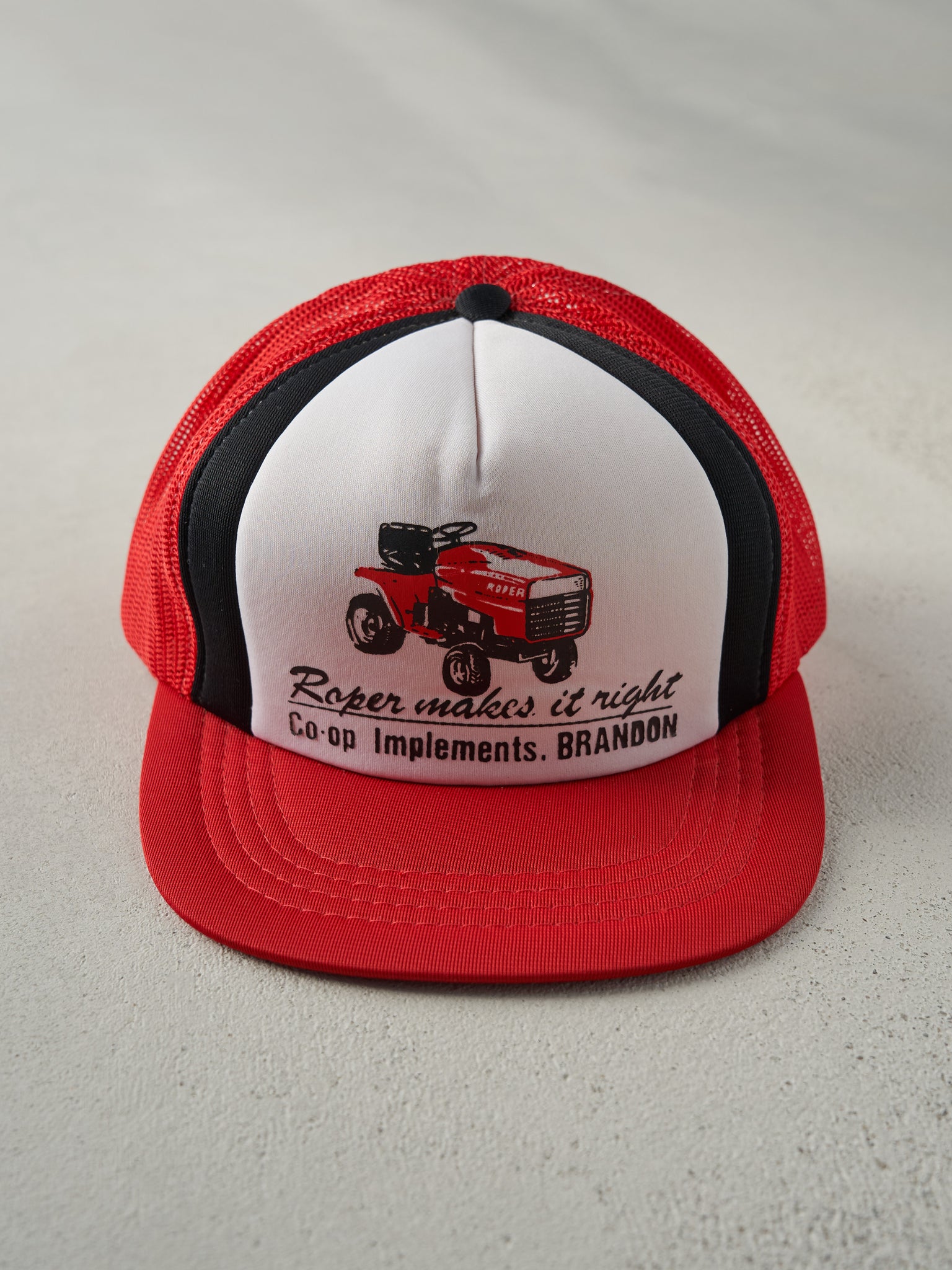 Vintage 80s Red Roper Tractor Foam Trucker Hat