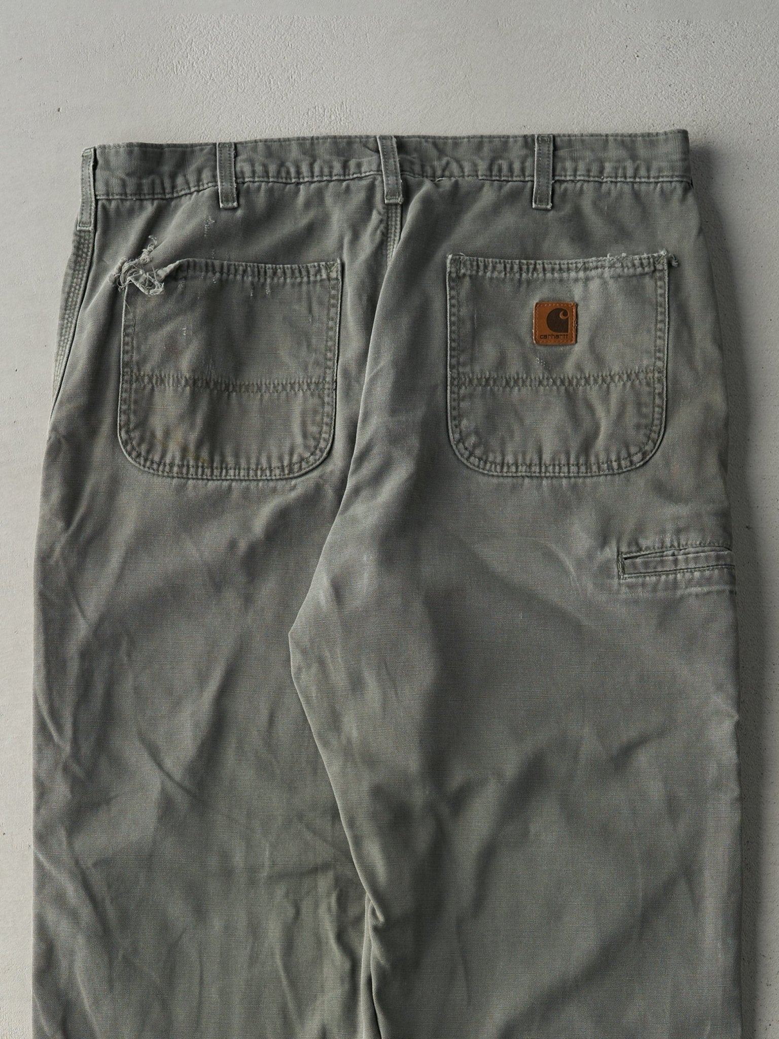 Vintage Y2K Olive Green Dungaree Fit Blanket Lined Carhartt Work Pants (37x33)