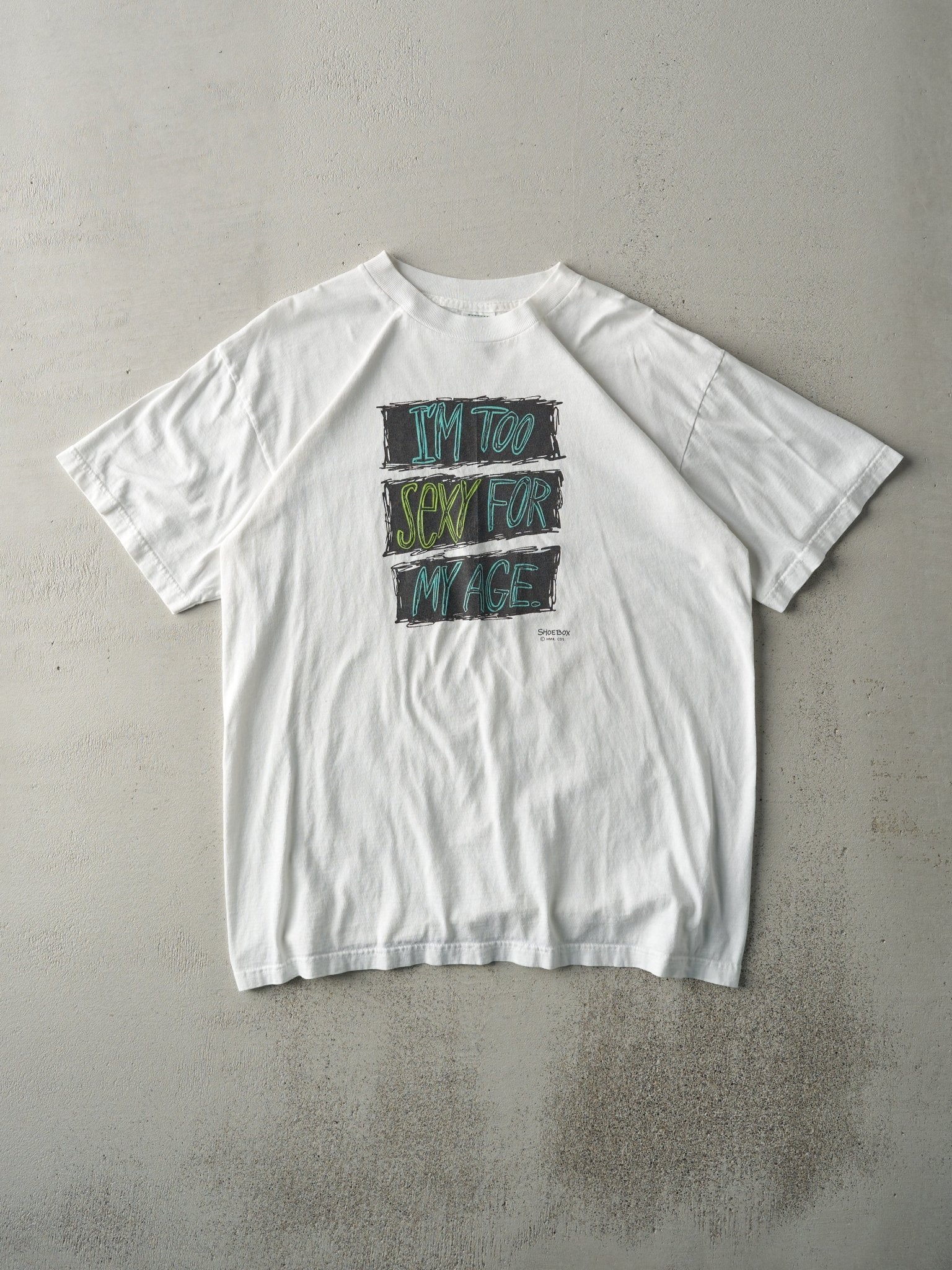 Vintage 90s White "I'm Too Sexy For My Age" Tee (M)
