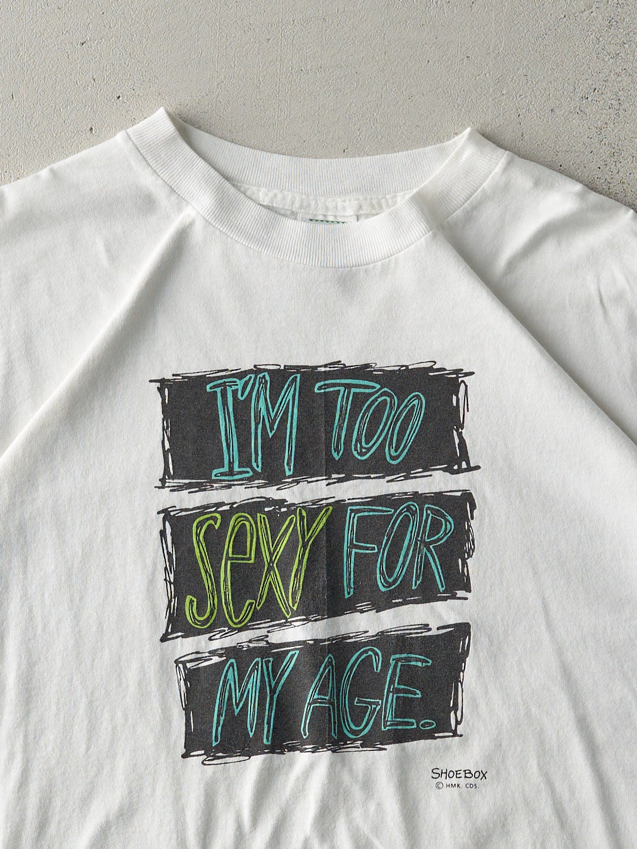 Vintage 90s White "I'm Too Sexy For My Age" Tee (M)