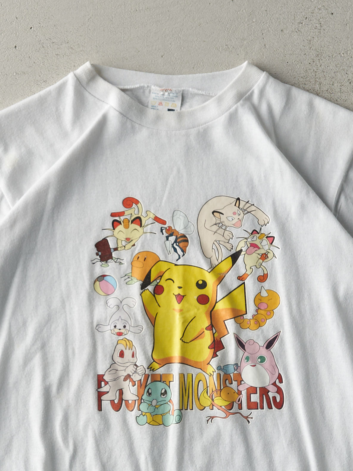 Vintage RARE 90s White Pocket Monster Pokemon Single Stitch Tee (XS)