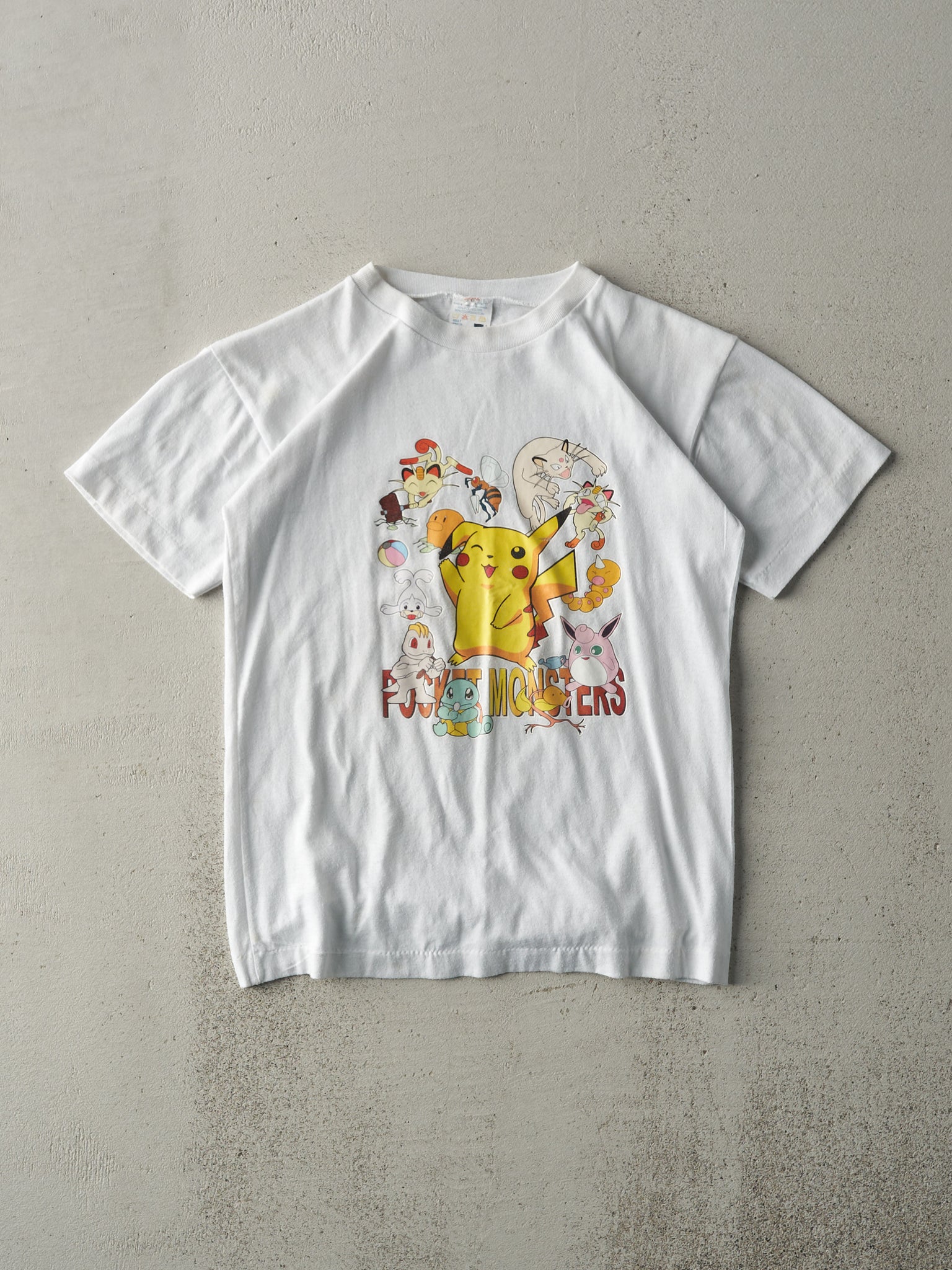 Vintage RARE 90s White Pocket Monster Pokemon Single Stitch Tee (XS)