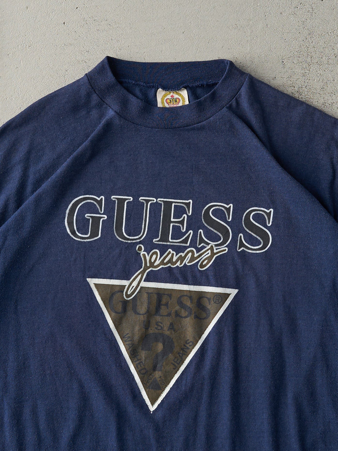 Vintage 80s Navy Blue Guess Jeans Bootleg Tee (M)