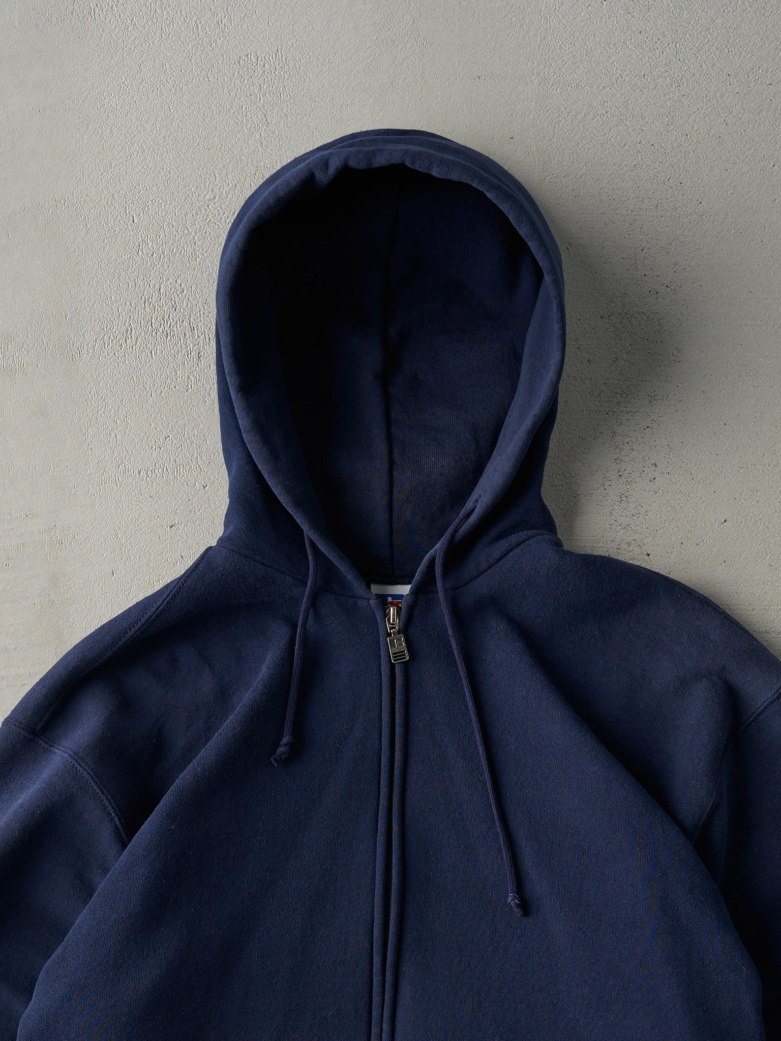 Vintage 90s Navy Blue Russell Athletics Blank Zip Up Hoodie (M)