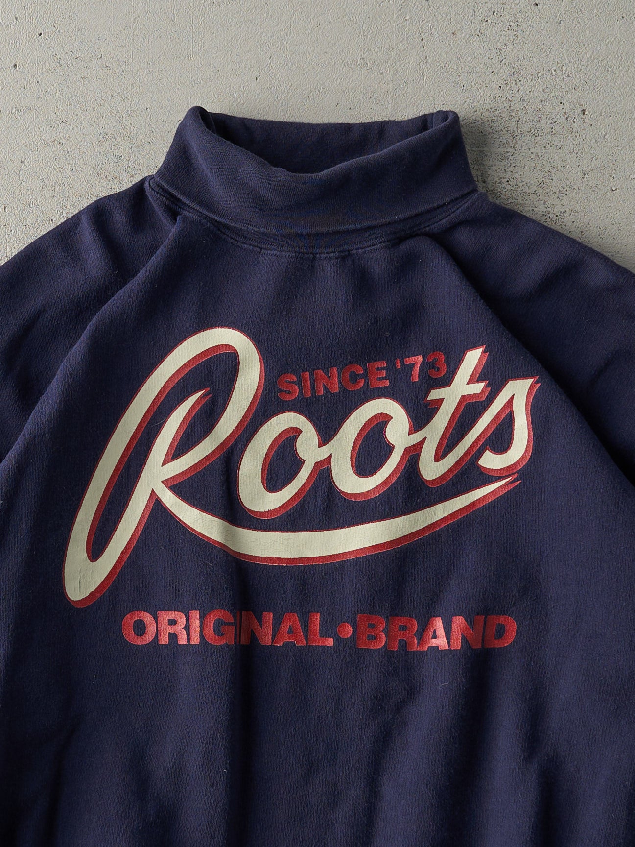 Vintage 90s RARE Navy Blue Roots Turtleneck Crewneck (M)