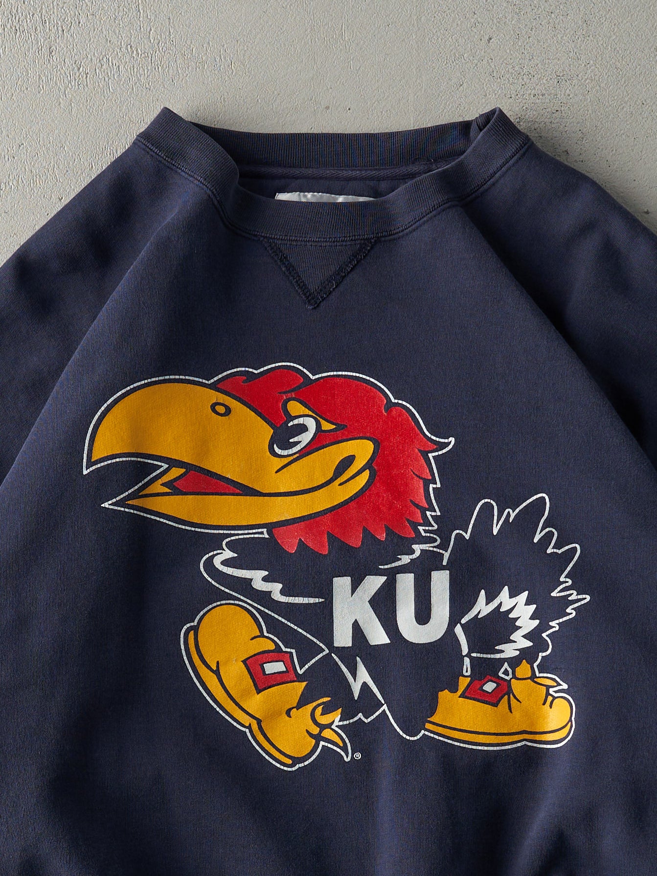 Vintage 90s Navy Blue Kansas Jayhawks Crewneck (L)