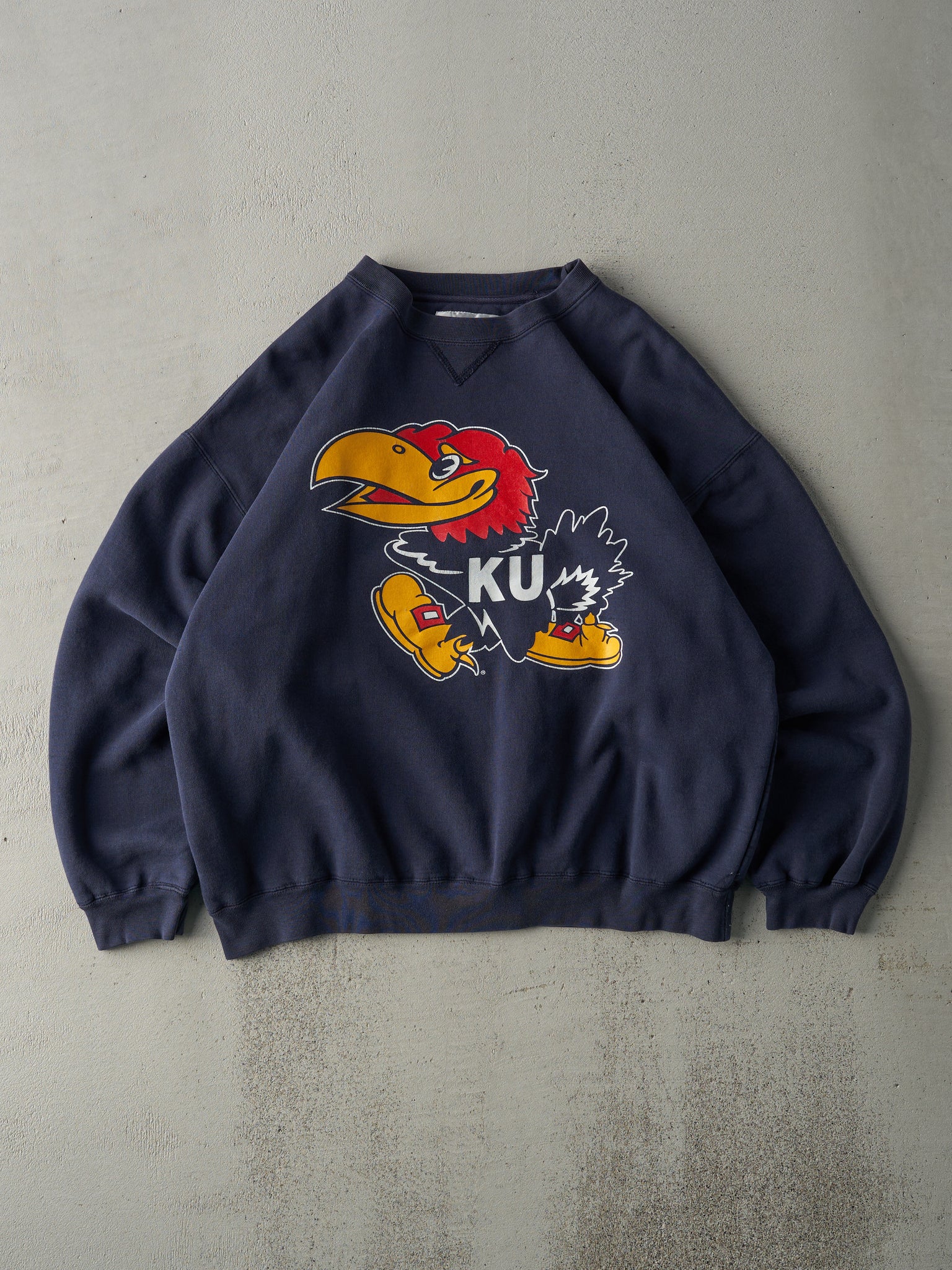 Vintage 90s Navy Blue Kansas Jayhawks Crewneck (L)