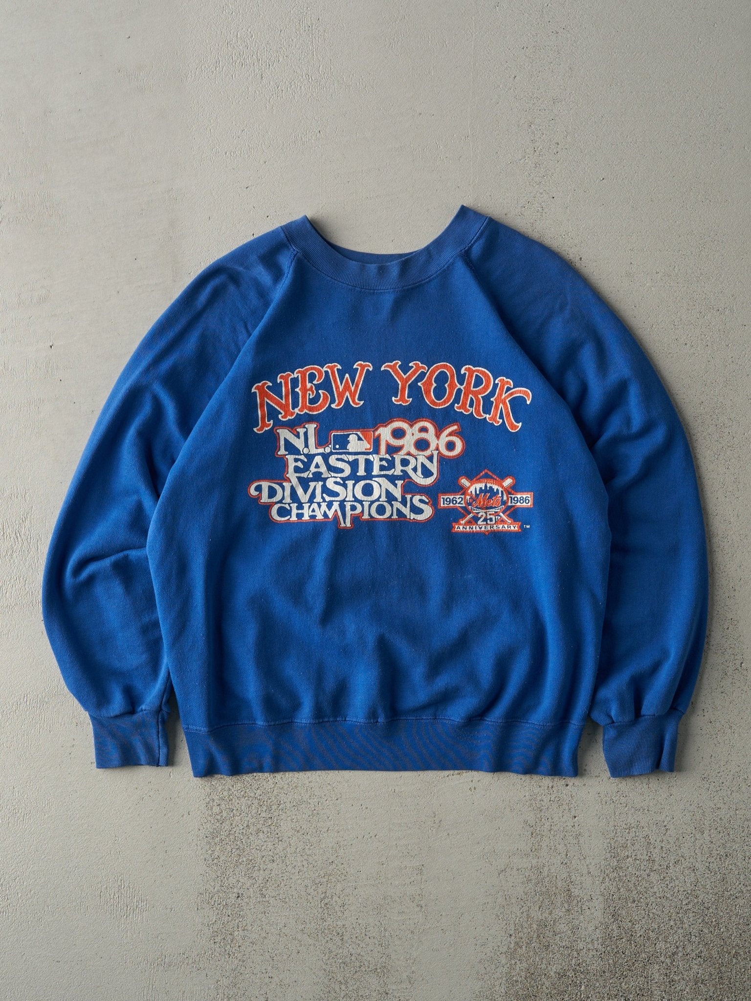 Vintage 86' Blue New York Mets Eastern Division Champions Boxy Crewneck (M)
