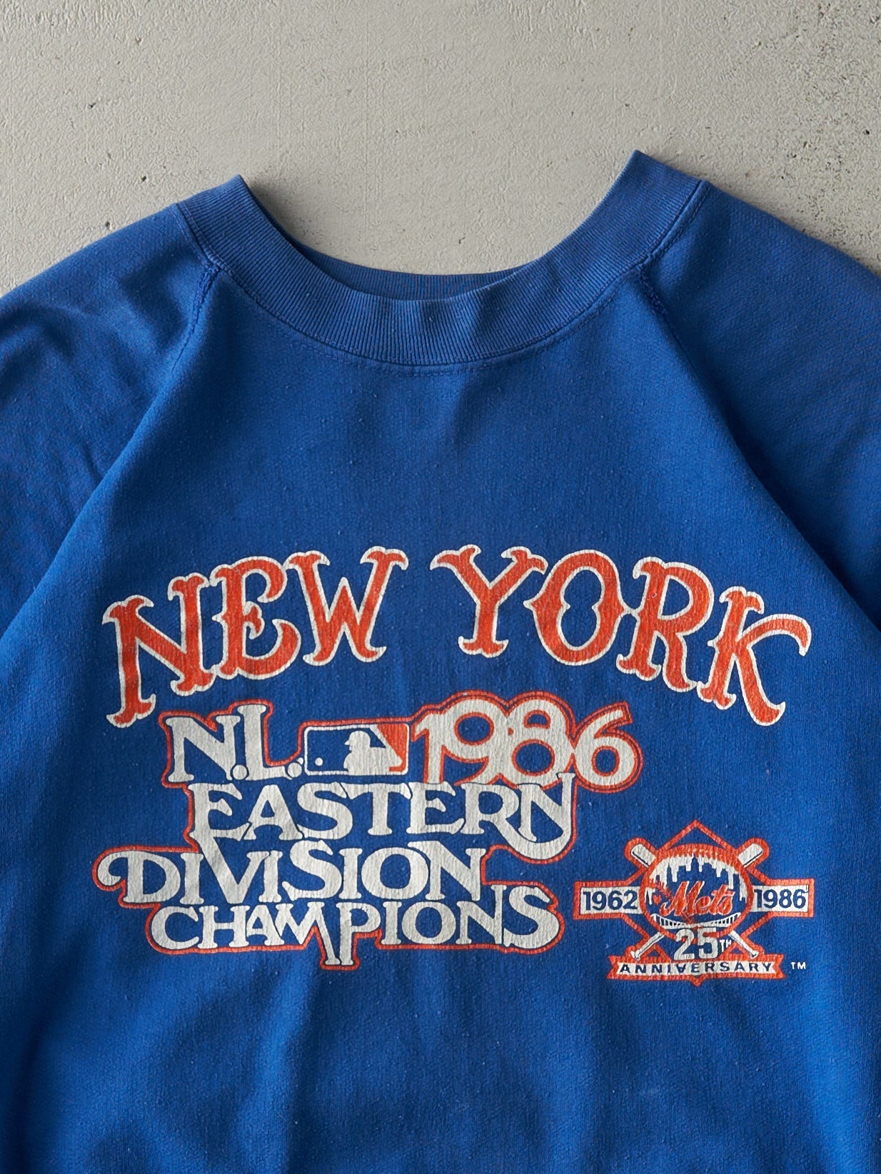 Vintage 86' Blue New York Mets Eastern Division Champions Boxy Crewneck (M)