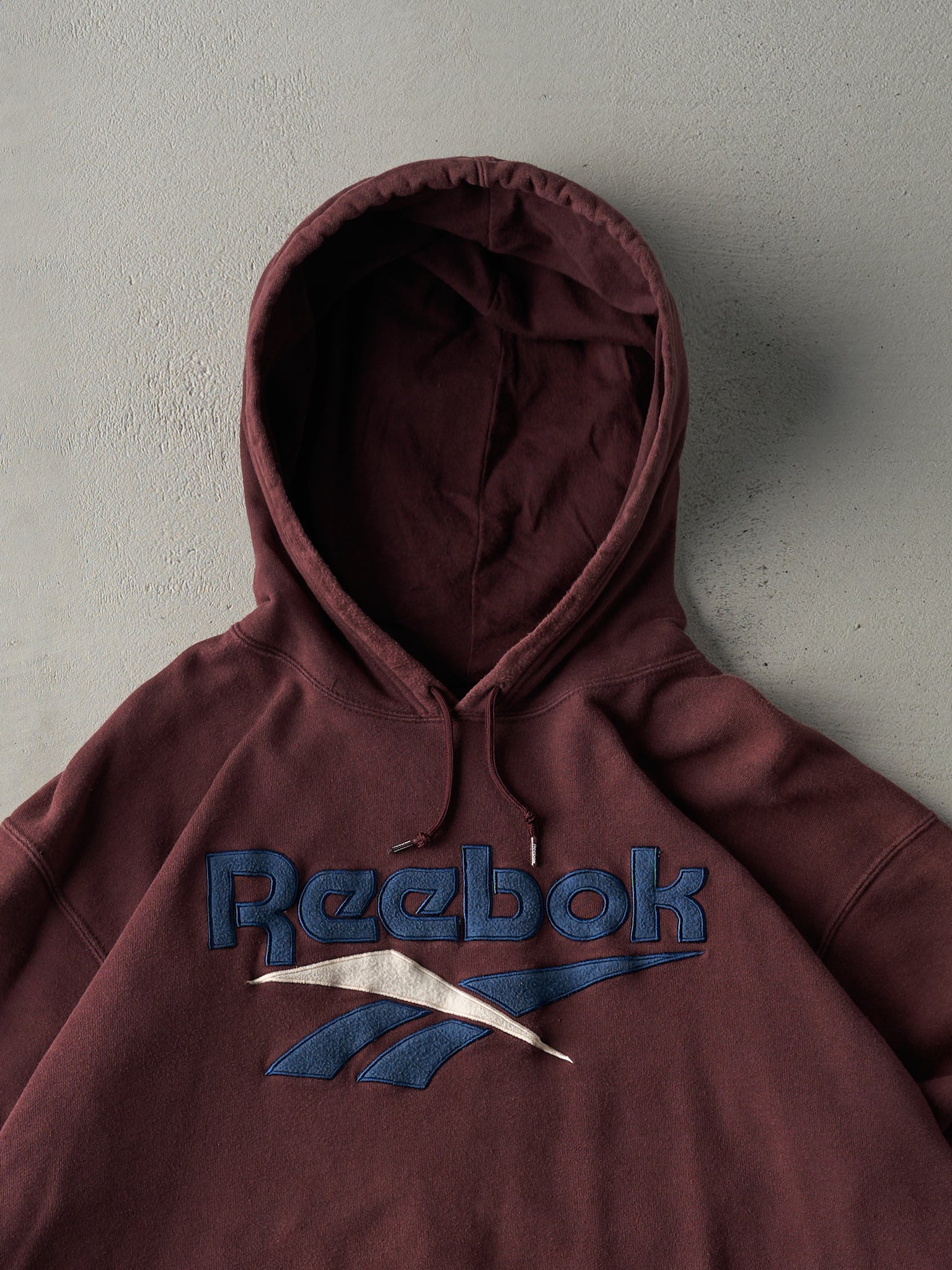 Vintage Y2K Burgundy Reebok Logo Embroidered Hoodie (L)