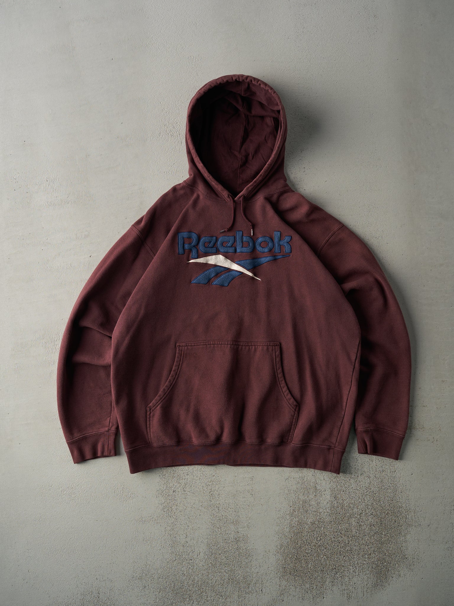 Vintage Y2K Burgundy Reebok Logo Embroidered Hoodie (L)