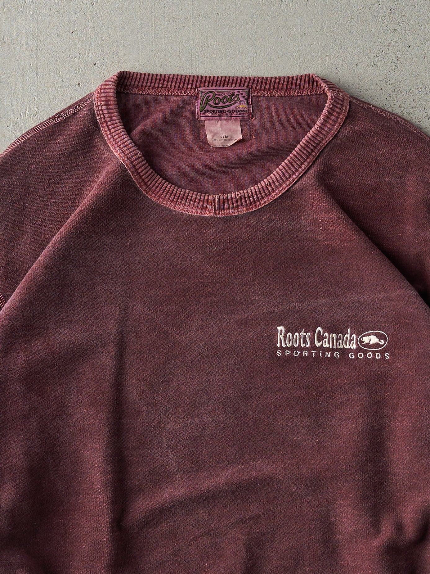 Vintage 90s Burgundy Roots Canada Inside Out Crewneck (L)