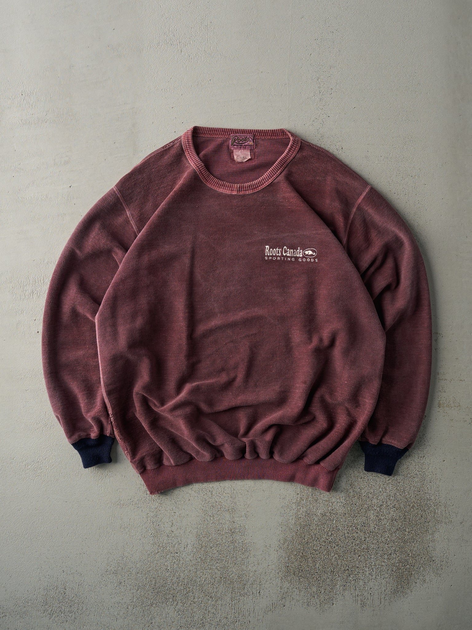 Vintage 90s Burgundy Roots Canada Inside Out Crewneck (L)