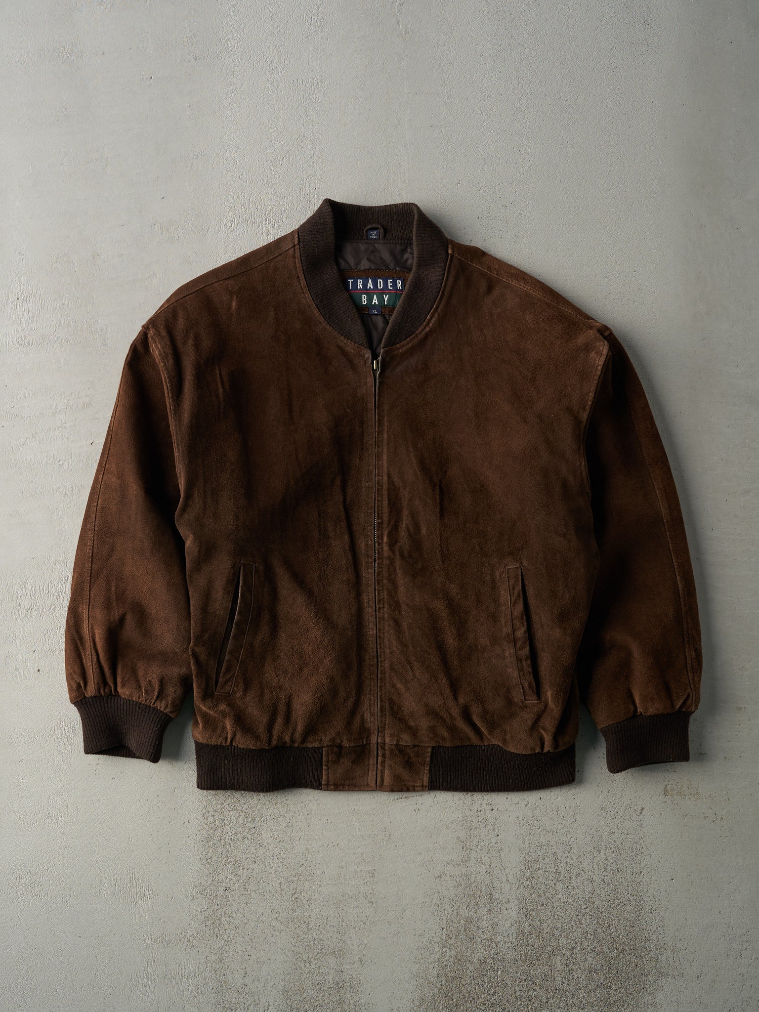 Vintage 90s Brown Trader Bay Leather Jacket (L)