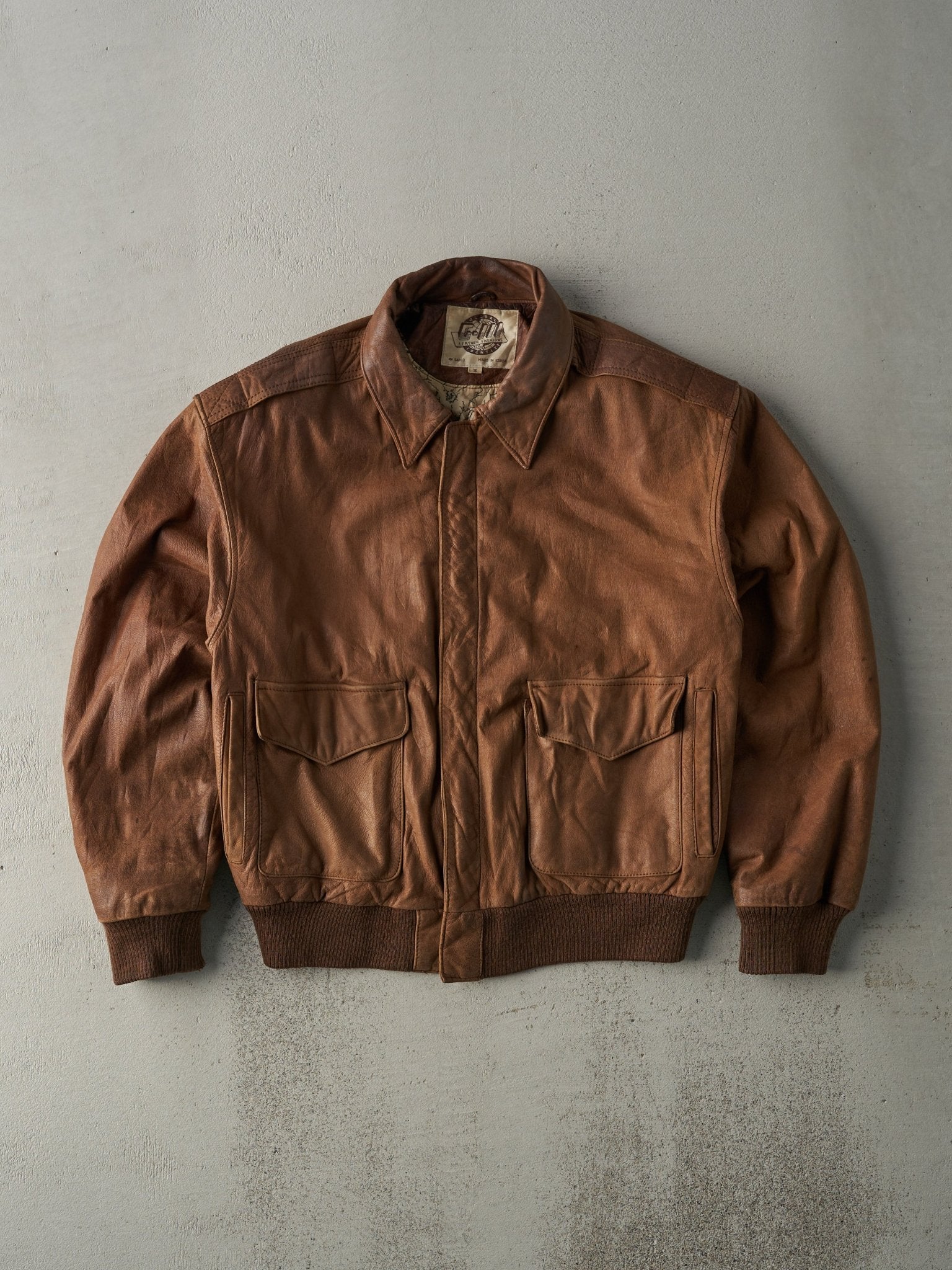 Vintage 80s Brown Global Identity Leather Jacket (M)