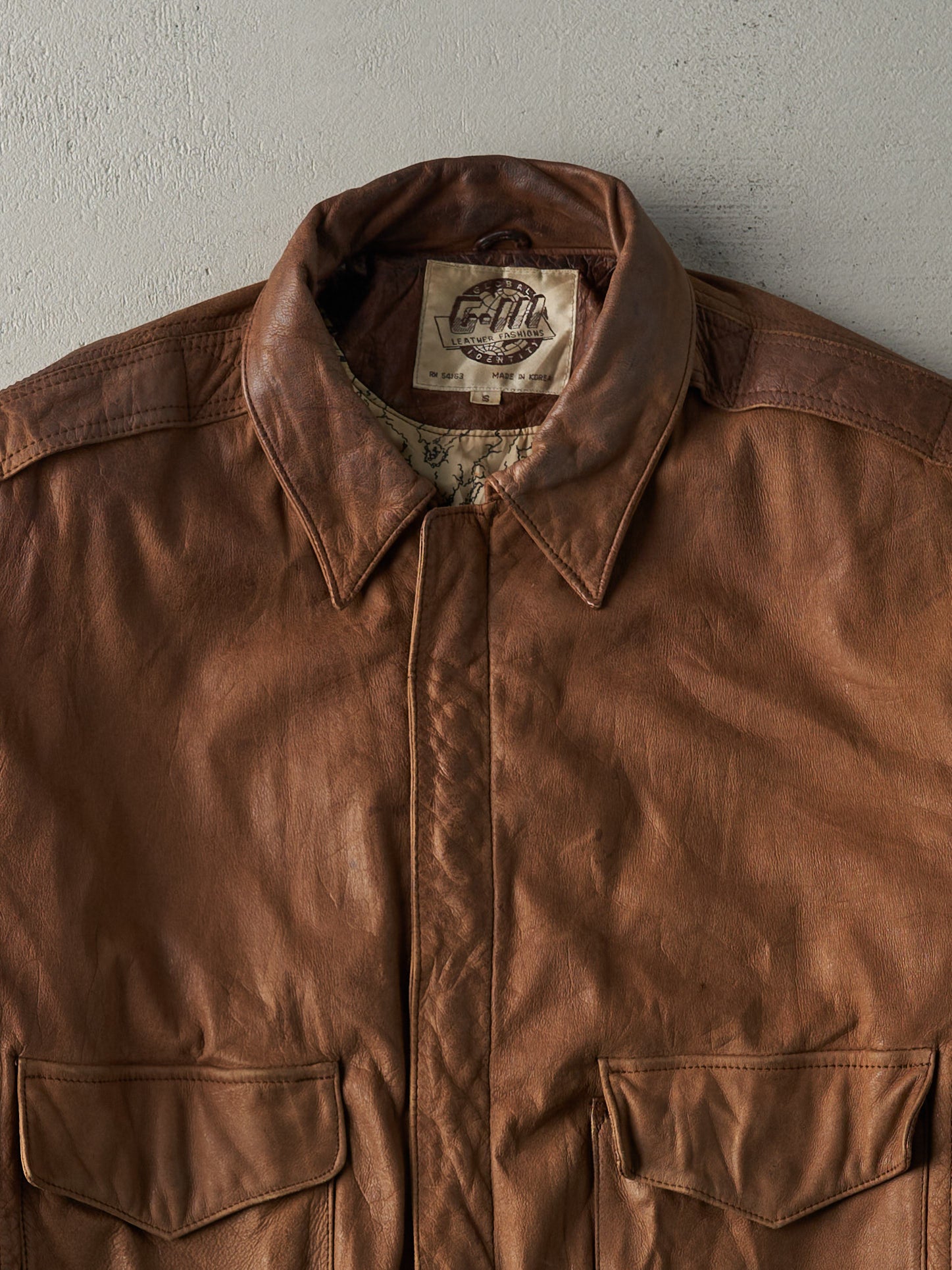 Vintage 80s Brown Global Identity Leather Jacket (M)