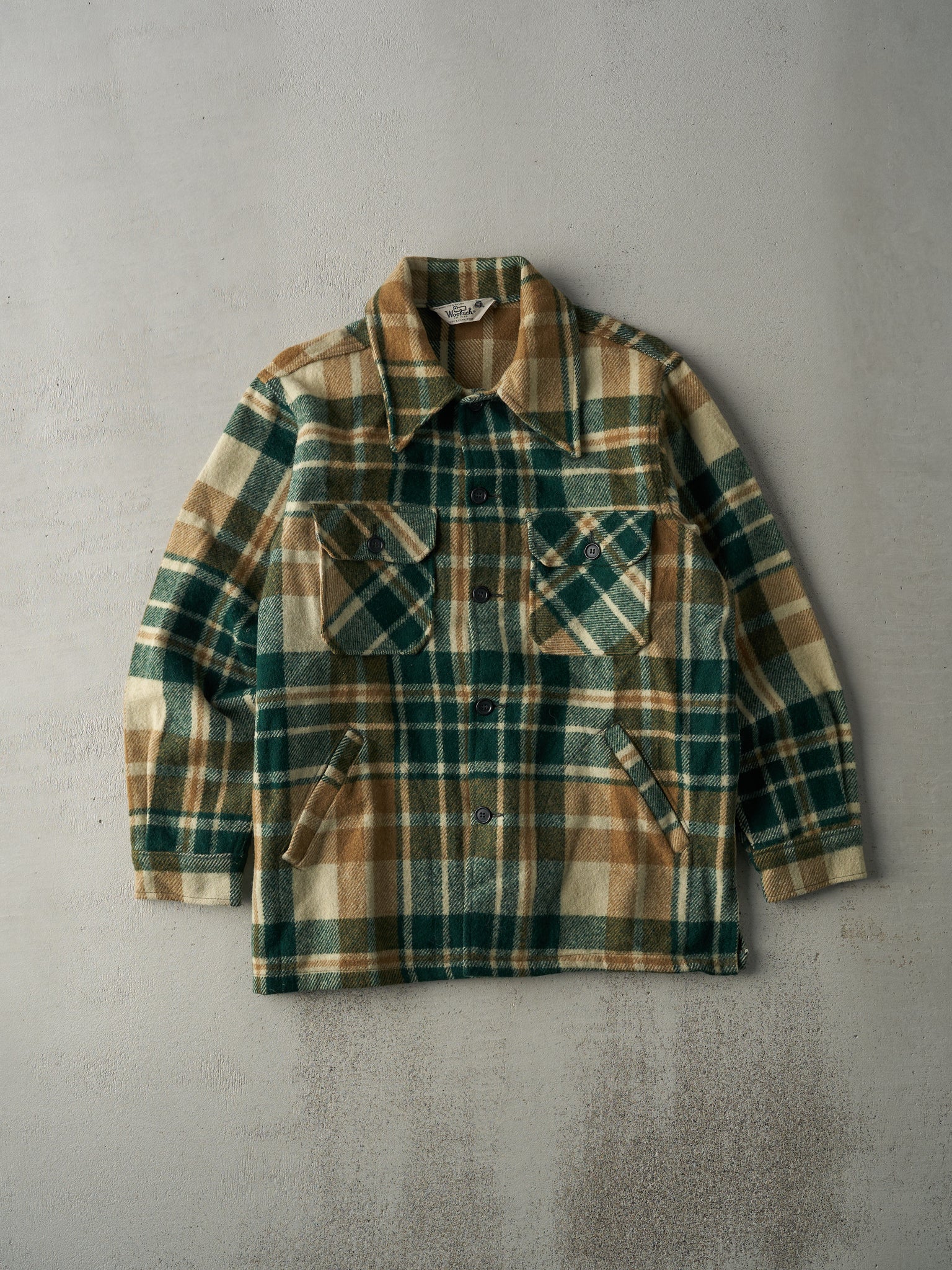 Vintage 70s Brown and Green Woolrich Flannel Jacket (M)