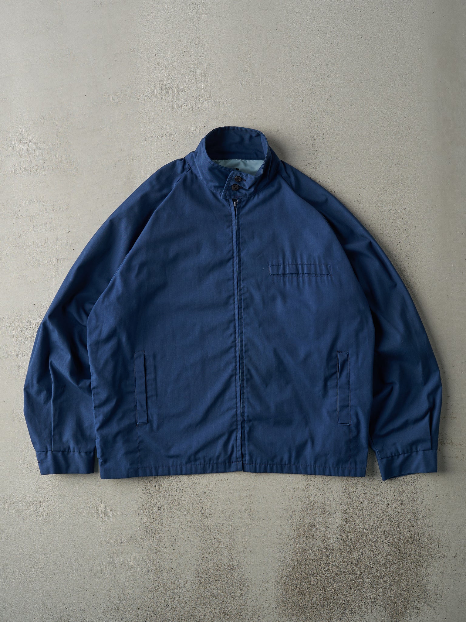 Vintage 80s Navy Blue Jockey Trophy Harrington Jacket (L)