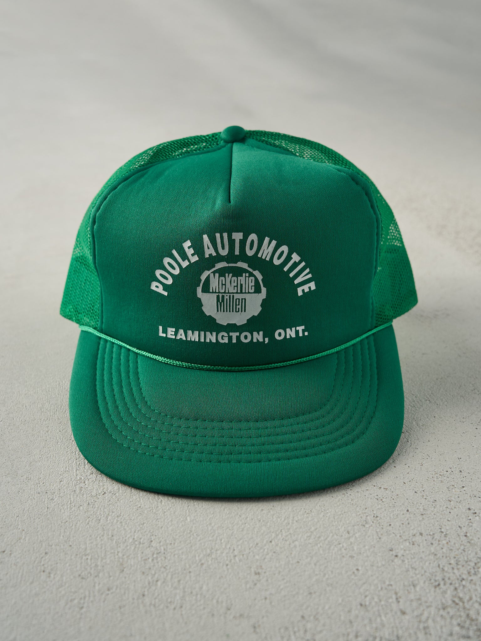 Vintage 90s Green Poole Automotive Leamington Ont. Foam Trucker Hat