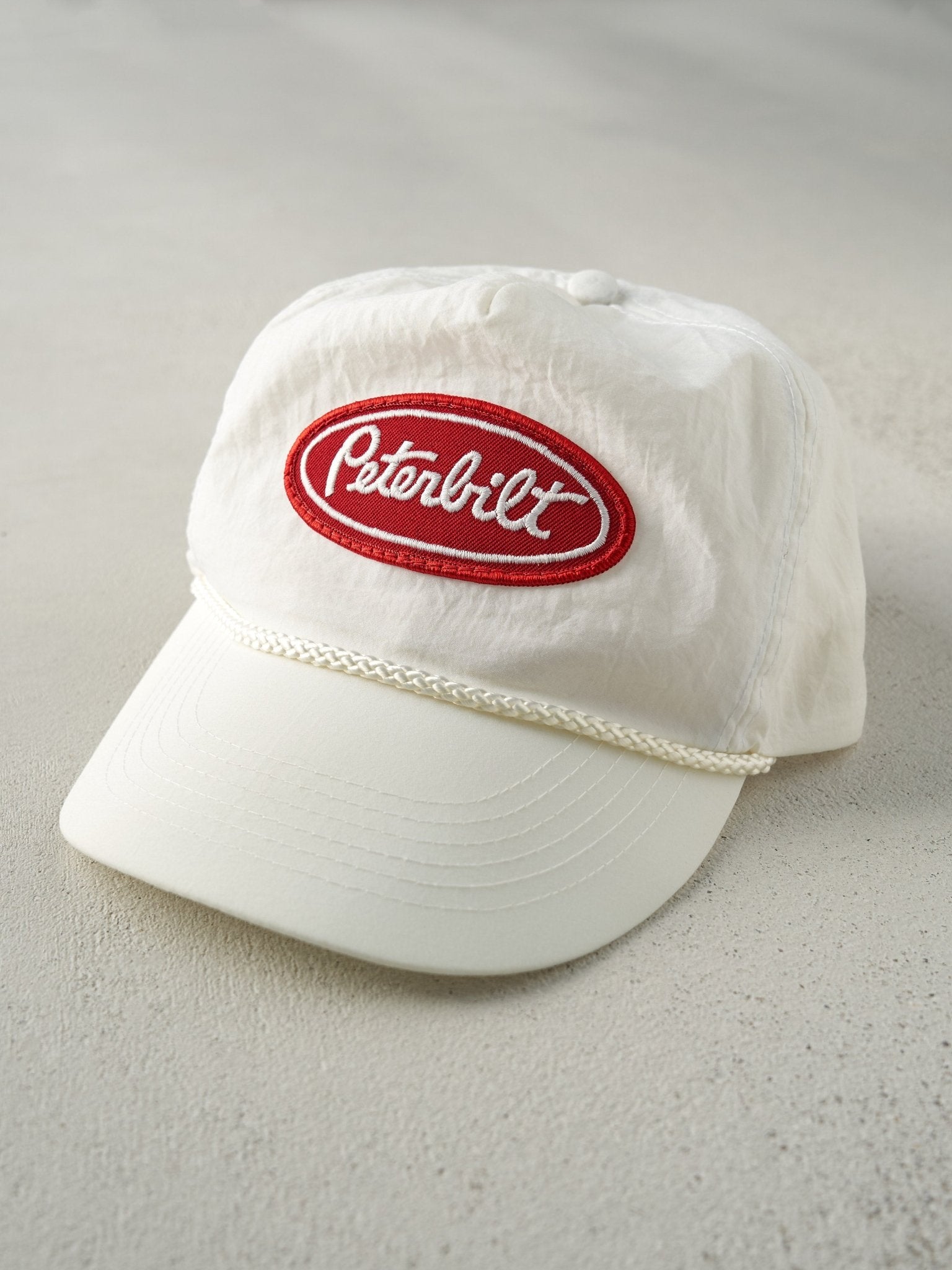 Vintage 70s White Peterbilt Zipback Hat