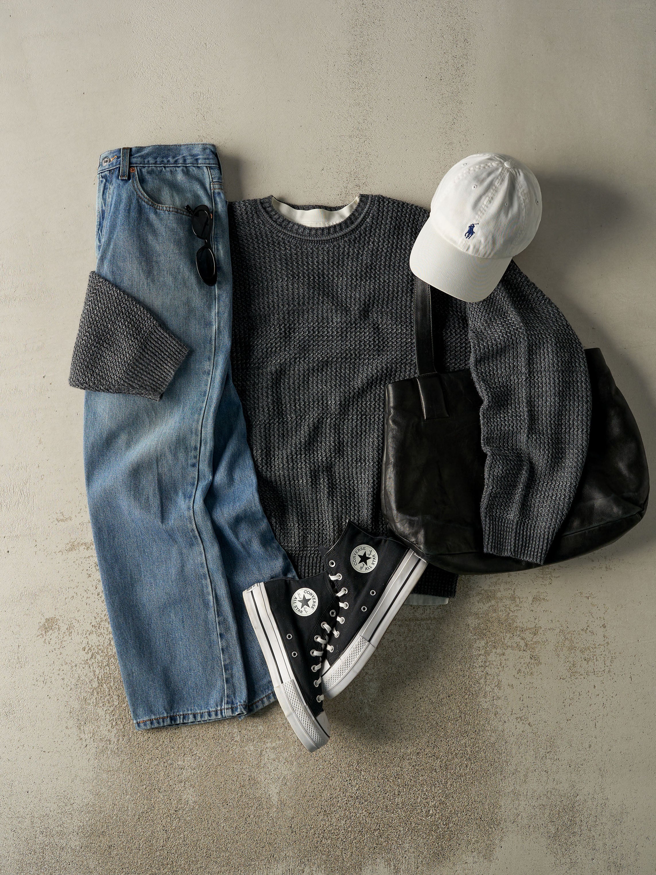 Vintage 90s Grey Patterned Knit (L/XL)