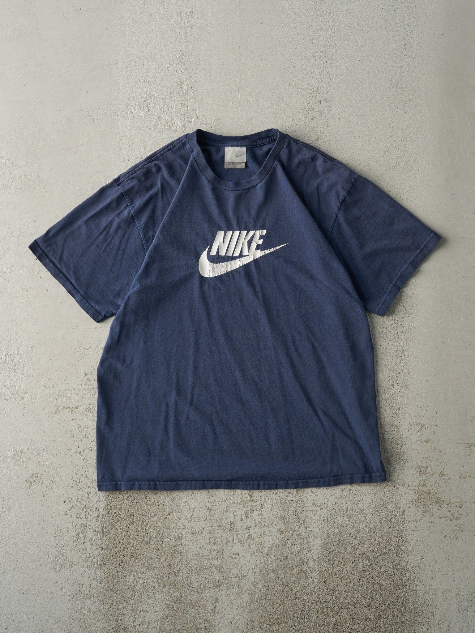 Vintage Y2K Navy Blue Nike Logo Tee (M)