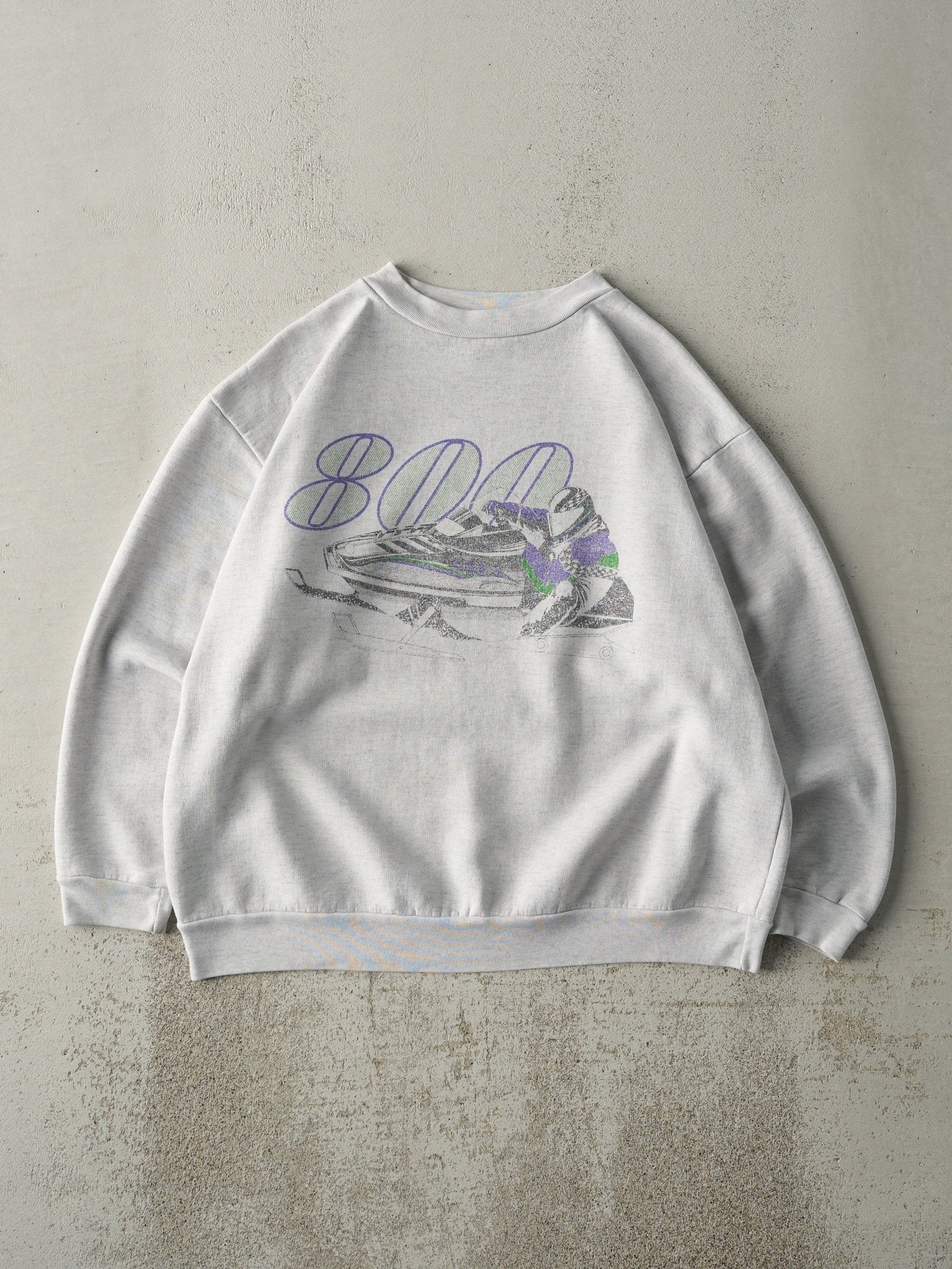 Vintage 90s Heather Grey Snowmobile Boxy Crewneck (L)
