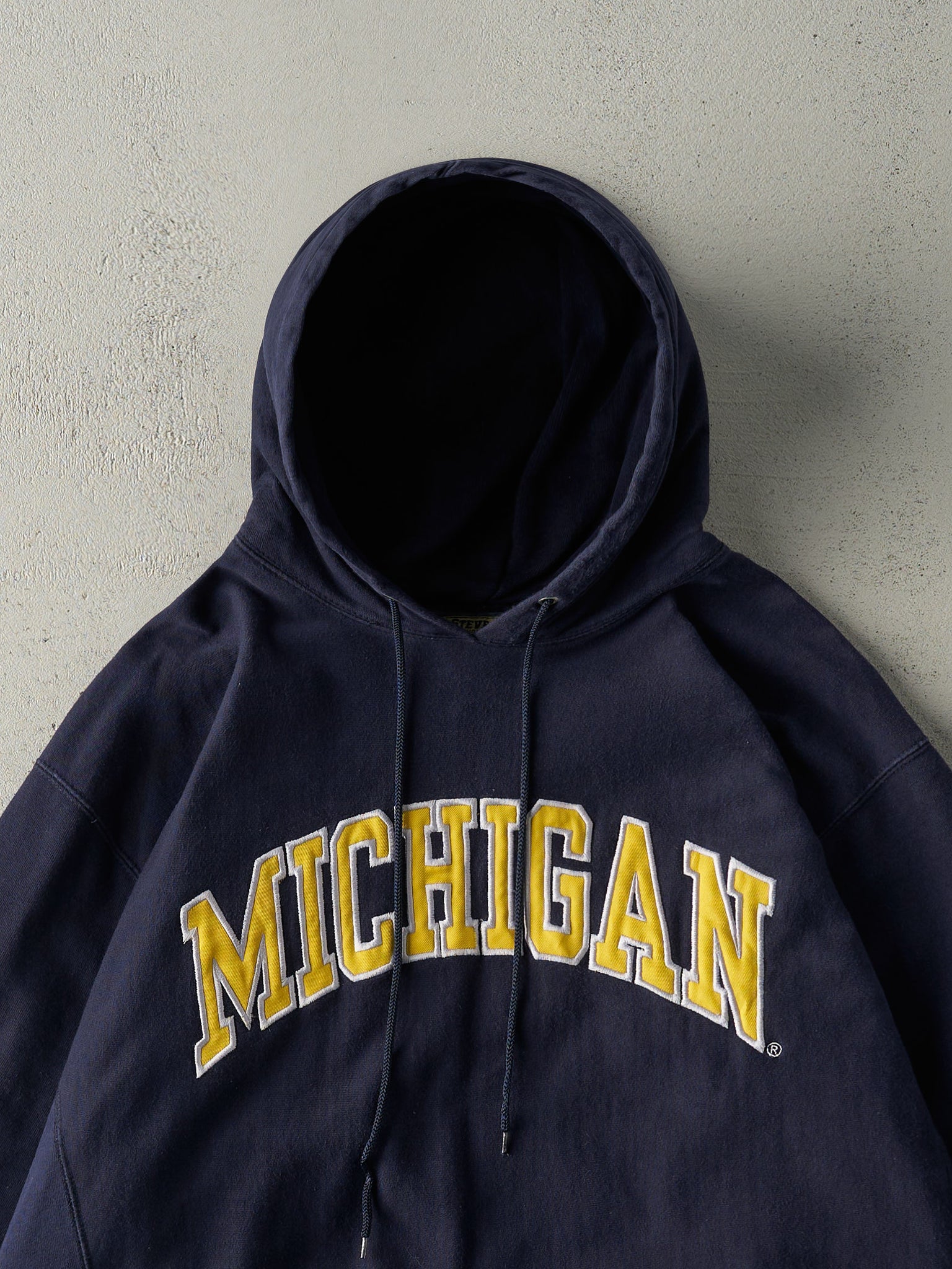 Vintage Y2K Navy Blue University of Michigan Hoodie (XL)