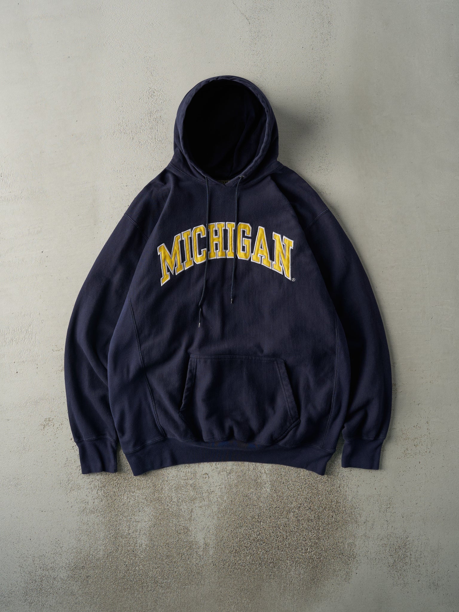 Vintage Y2K Navy Blue University of Michigan Hoodie (XL)