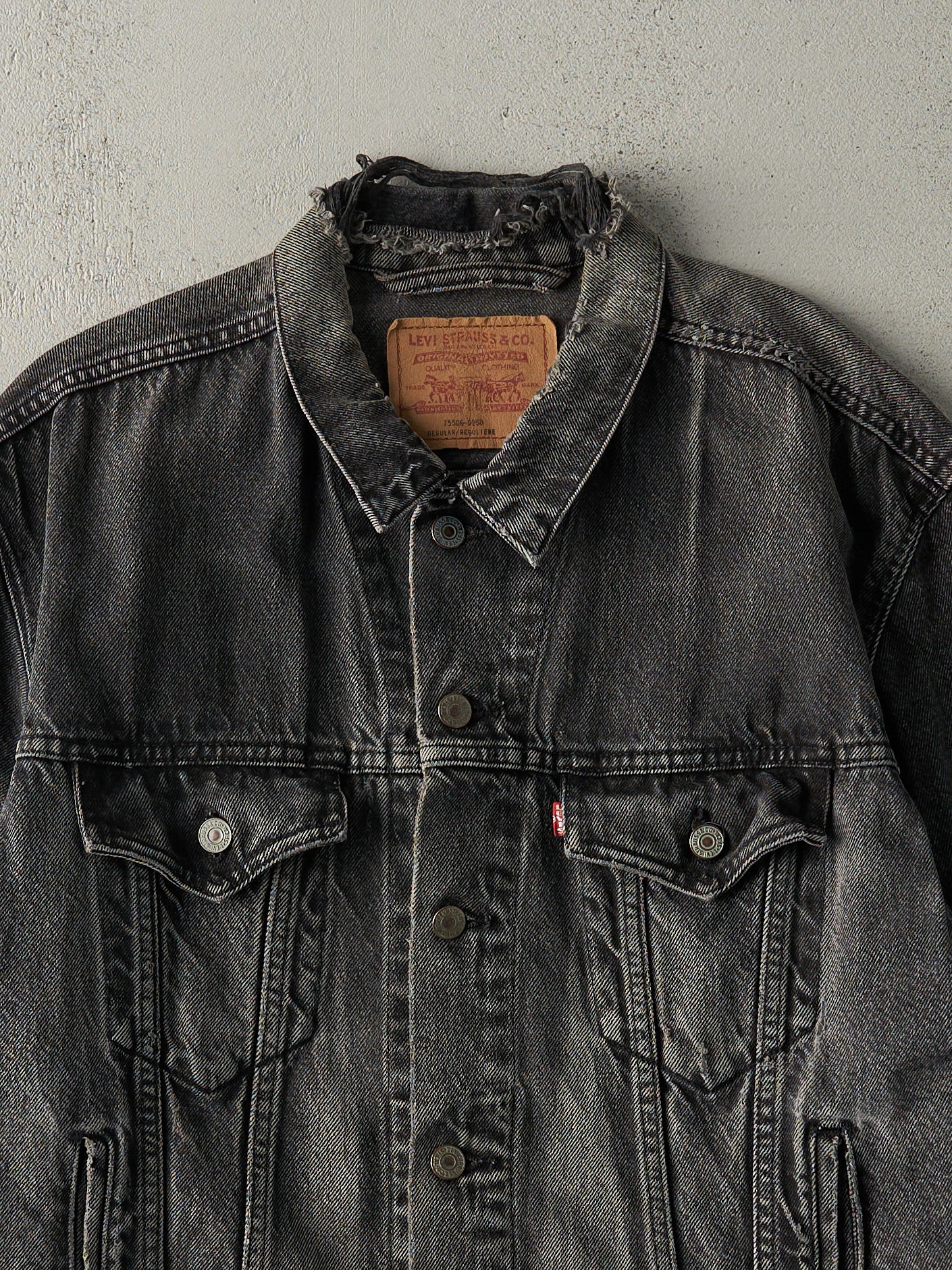 Levi's faded black denim jacket best sale